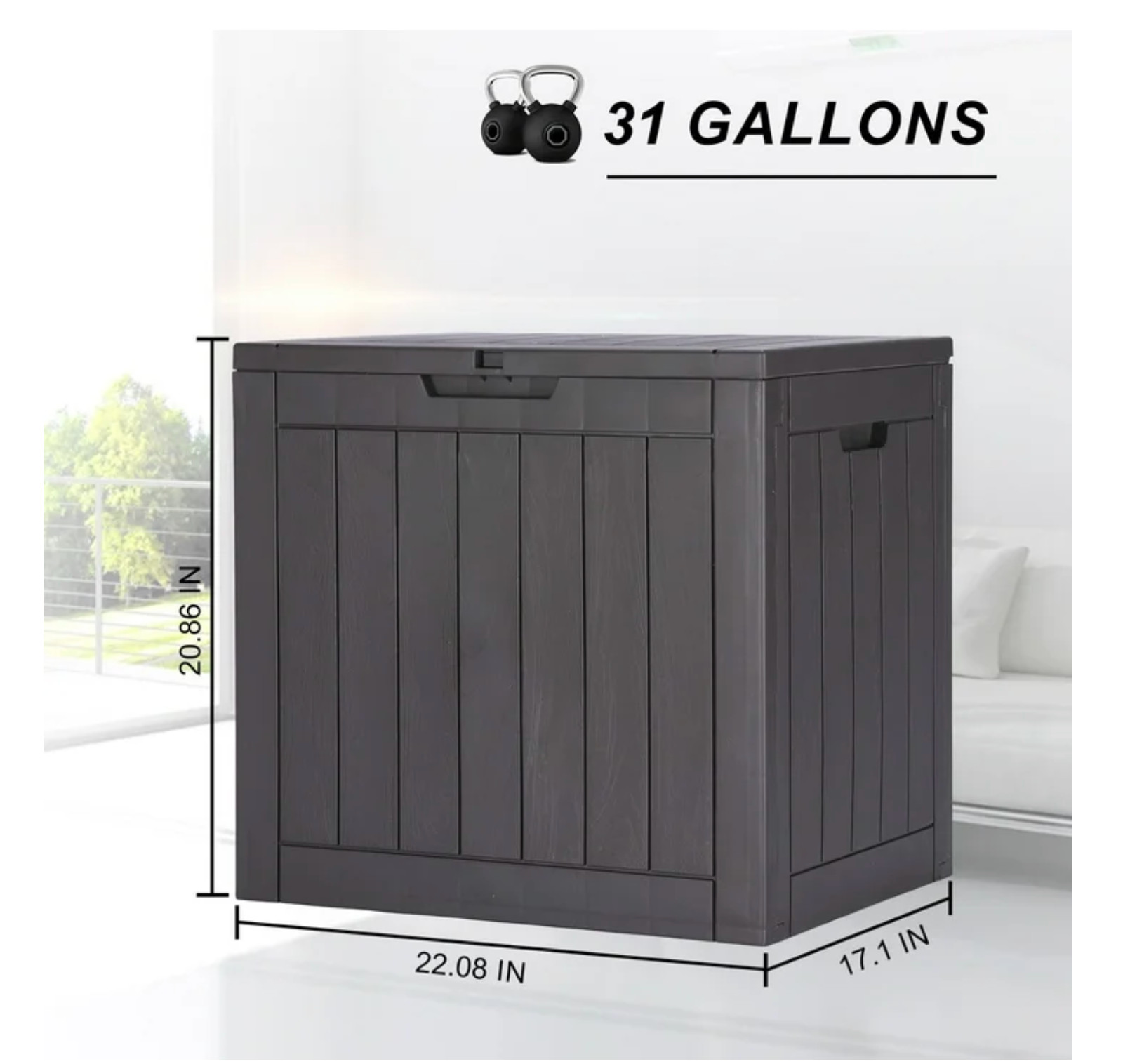 Gianna 31 Gallon Resin Deck Box, Waterproof UV Resistant Outdoor Storage Box for