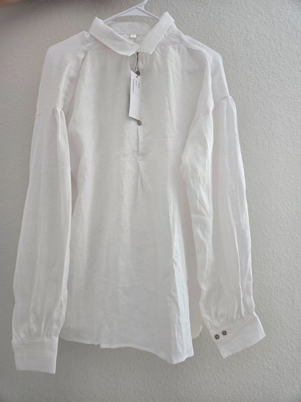 Men's Linen Shirt 18th Century White