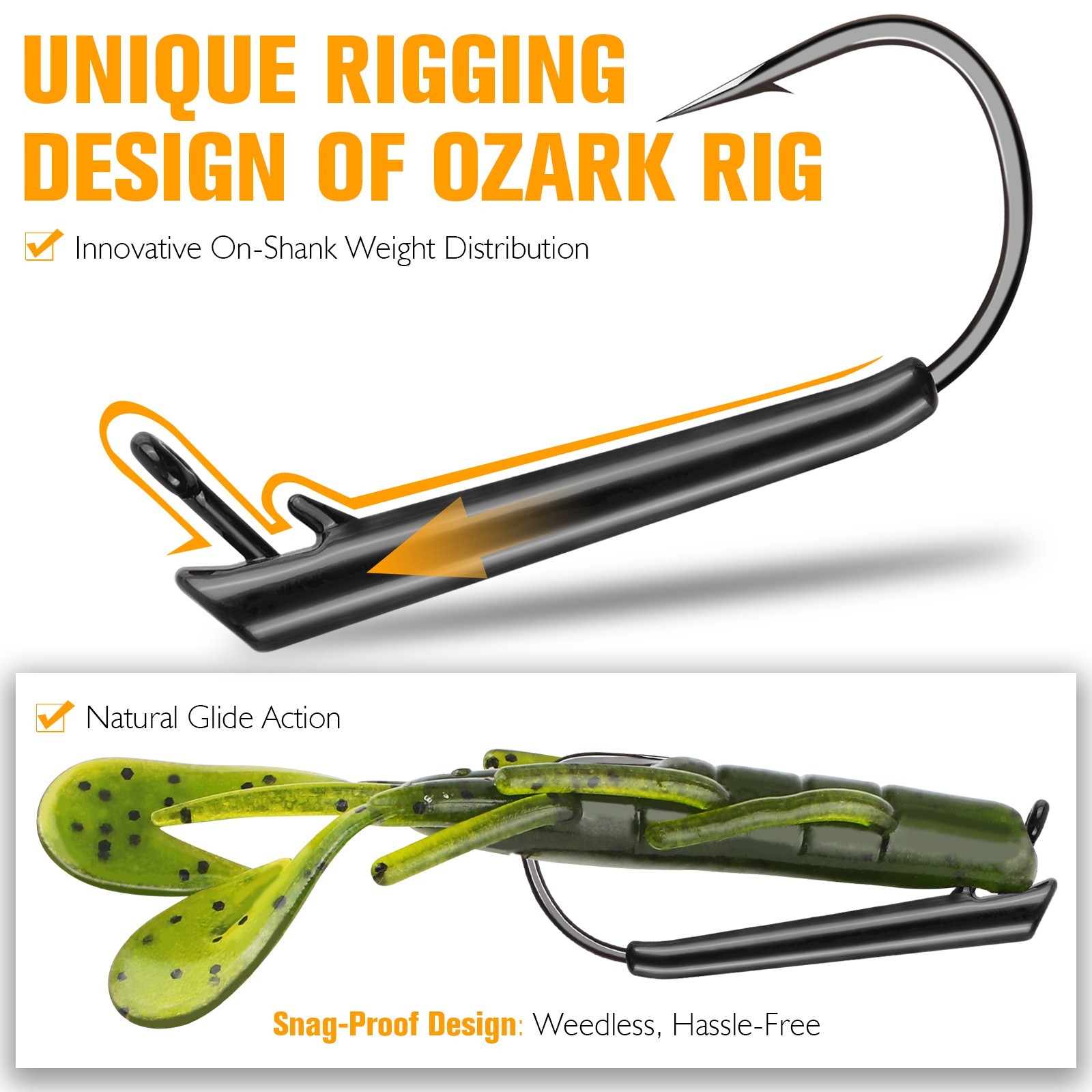 12PCS Dovesun Ozark Rig 3/8oz Hooks Saltwater & Freshwater Bass Rig Fishing Hook