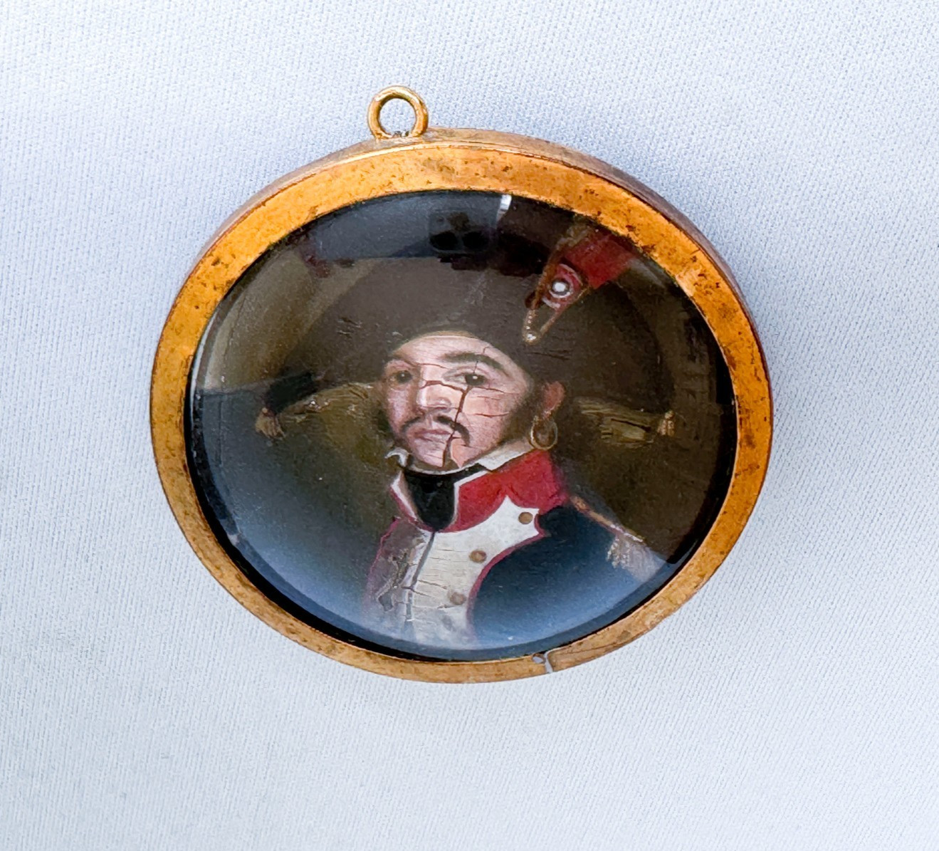 Rare Original 18thC Hand Painted Portrait Soldier French Revolution