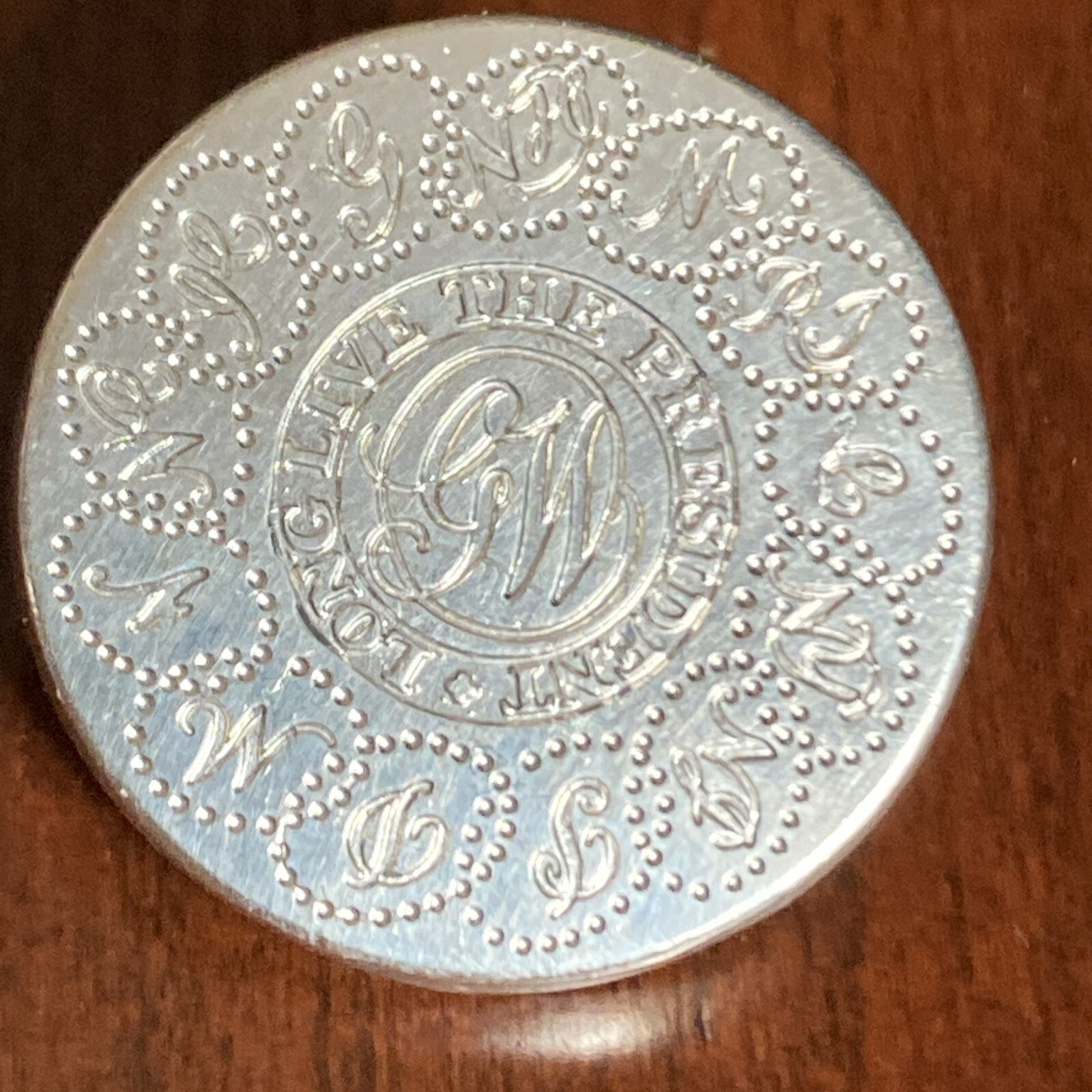 Stieff George Washington Inauguration Button 7/8" Pewter 13 Colonies