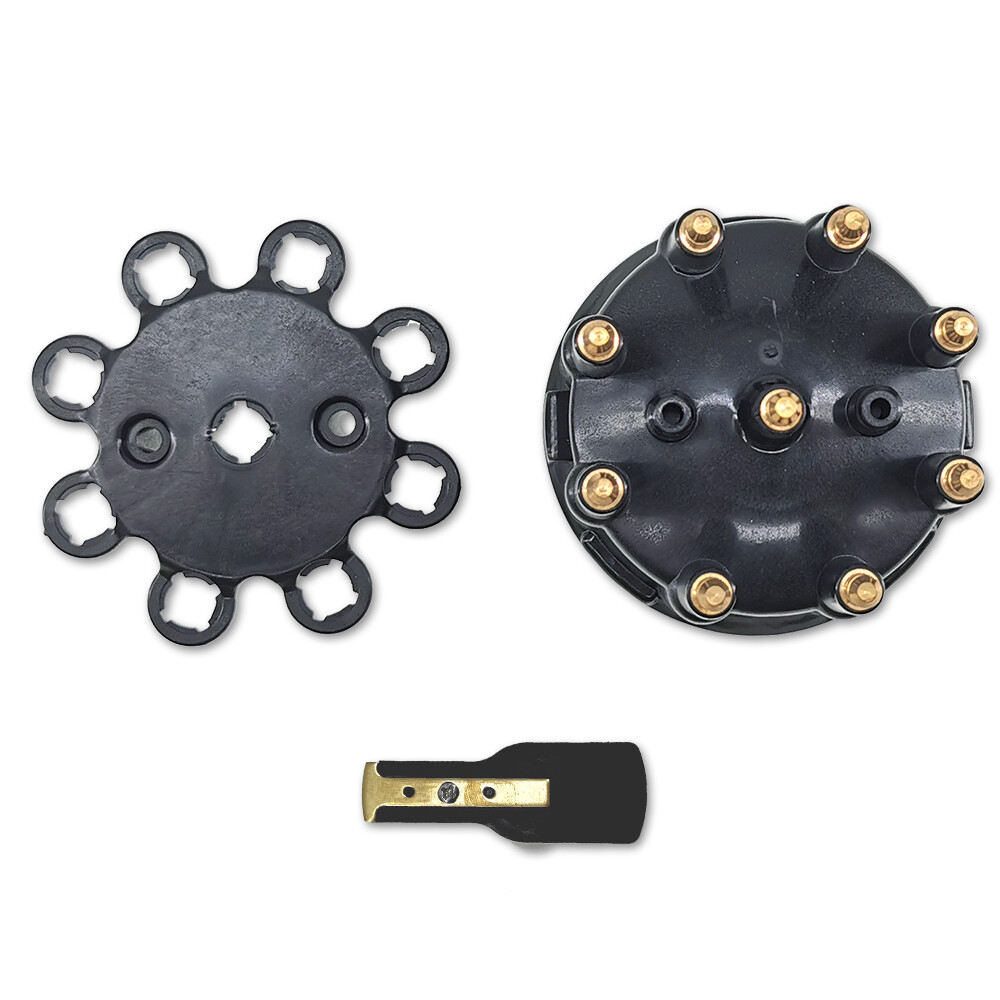 Ready-To-Run/Pro Billet Distributor Cap&Rotor Kit V8 CHEVY GM FORD DODGE Black