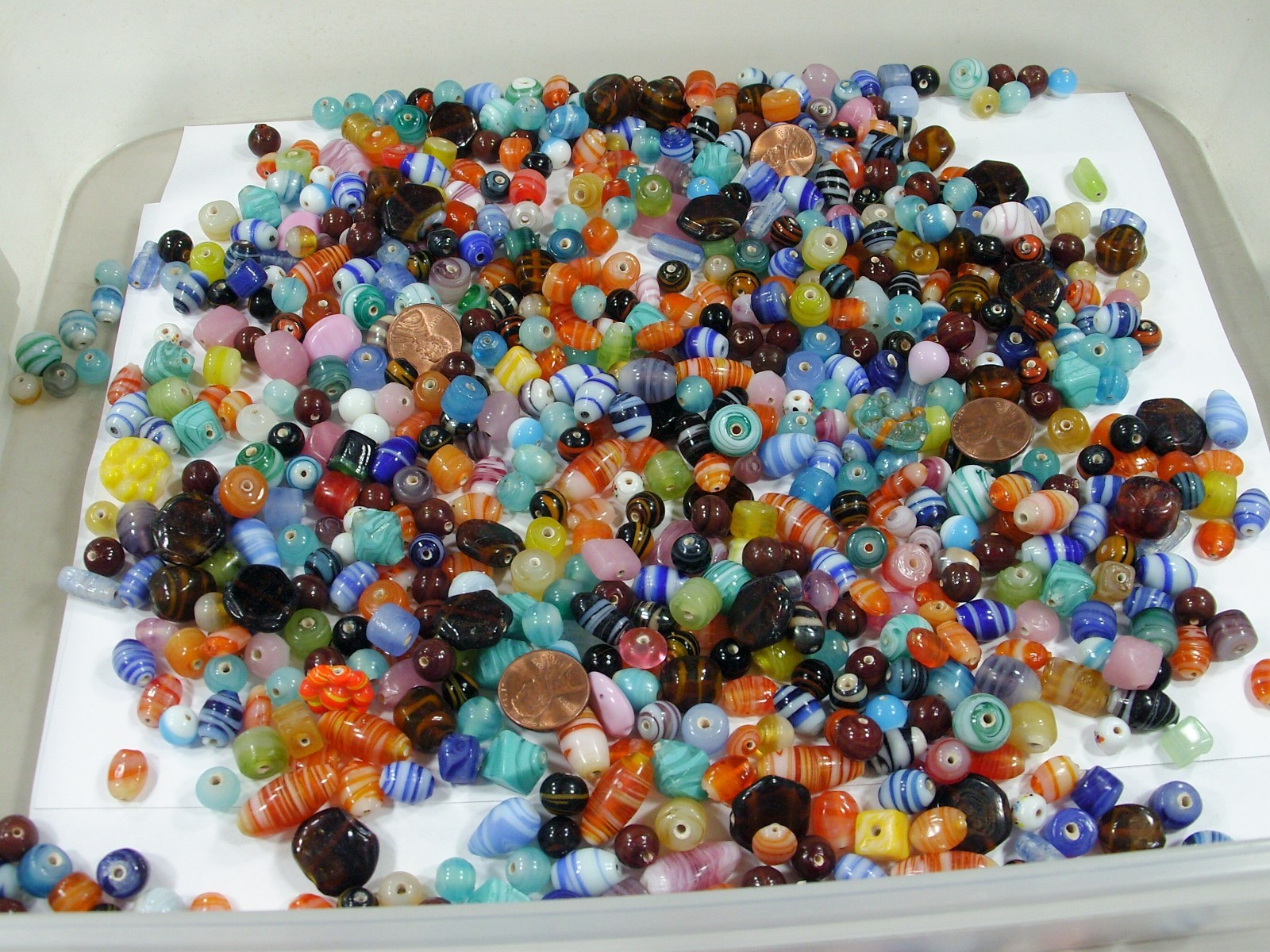 2 Pounds Assorted Shapes and Sizes India Handmade Multicolor Glass Beads (D-8) ⭐
