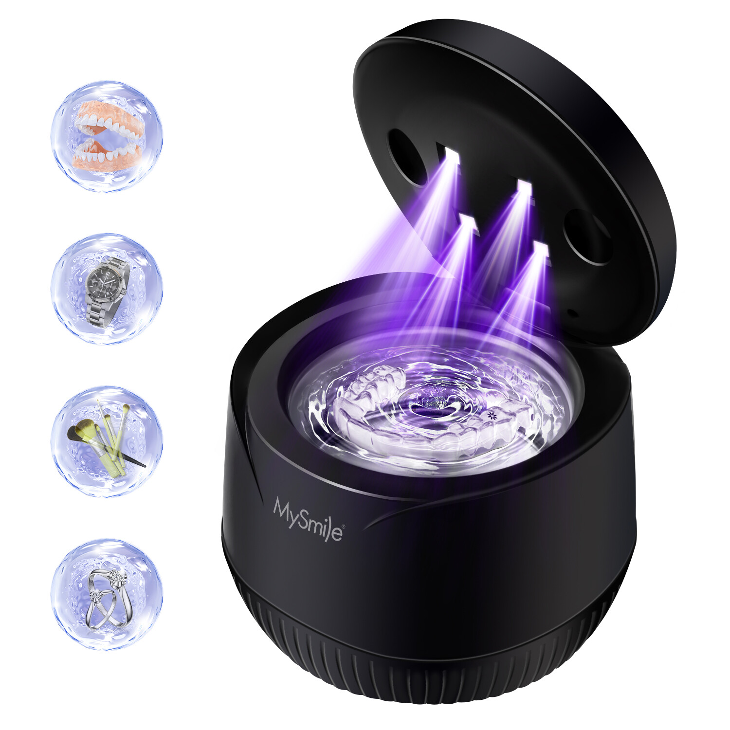 MySmile 45kHz Ultrasonic UV Cleaner with Timer for Dentures, Retainer, Jewelry