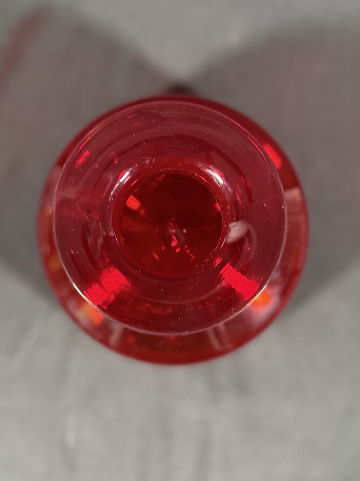 Rainbow-Viking Glass Co. Ruby Red Hand Blown Decanter No Stopper Vintage 60s MCM