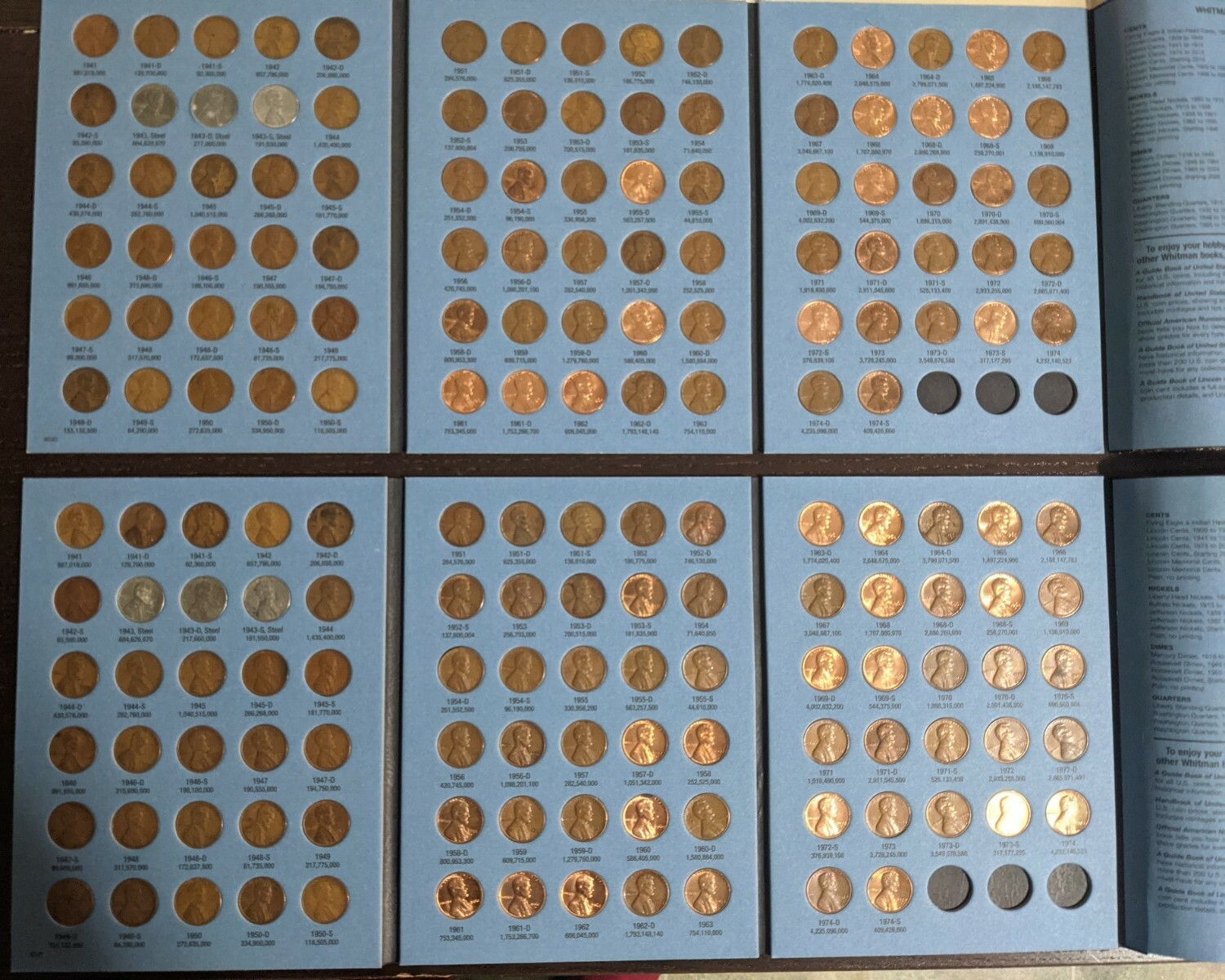 One Completed Lincoln Head Cent Collection - Book Number 2 Album 1941-1974 P,D,S
