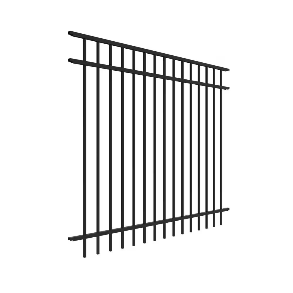 Mitchell 5 Ft. H X 6 Ft. W Black Aluminum Pre-Assembled Flat Top Spaced Picket F