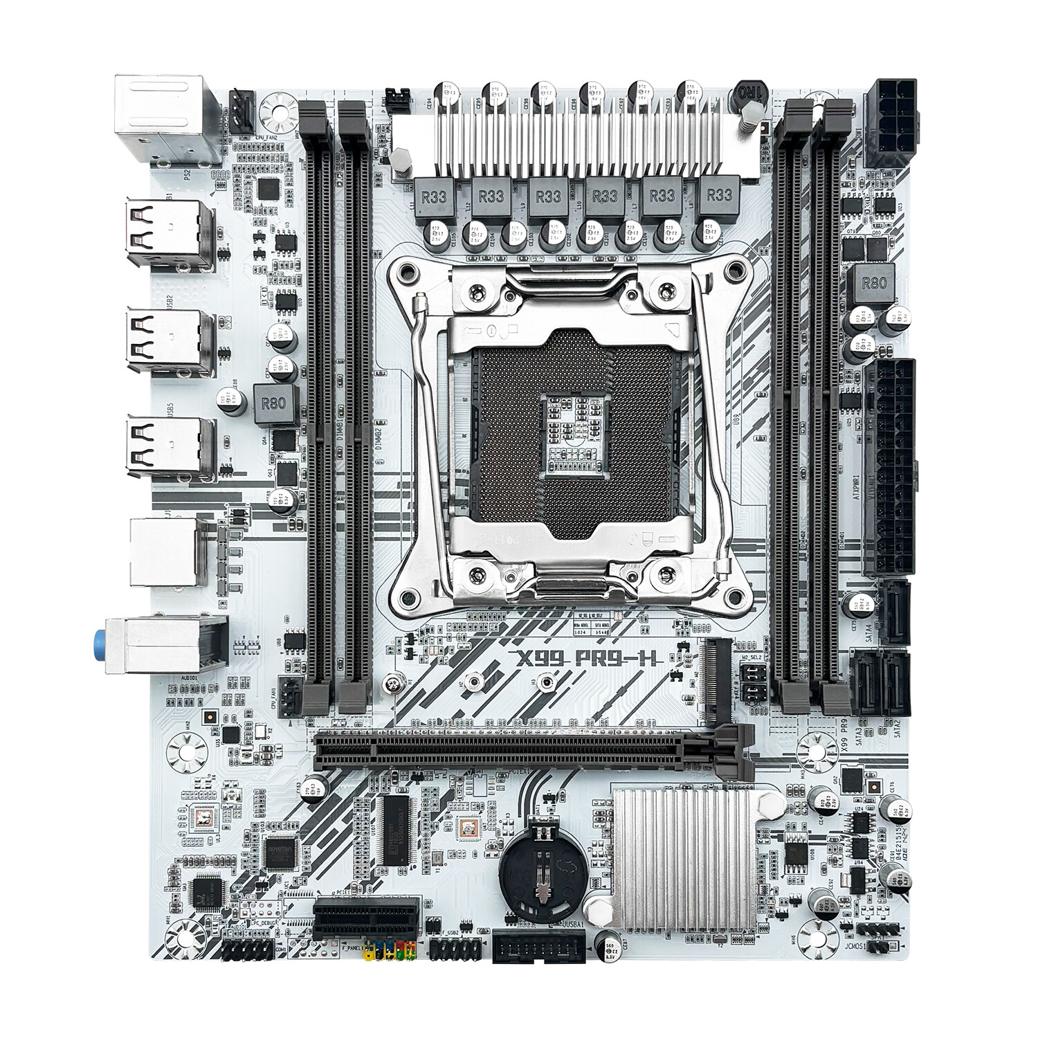 X99 White Motherboard LGA 2011-3 Socket DDR4 RAM SATA/NVME M.2 USB 2.0 SATA 2.0