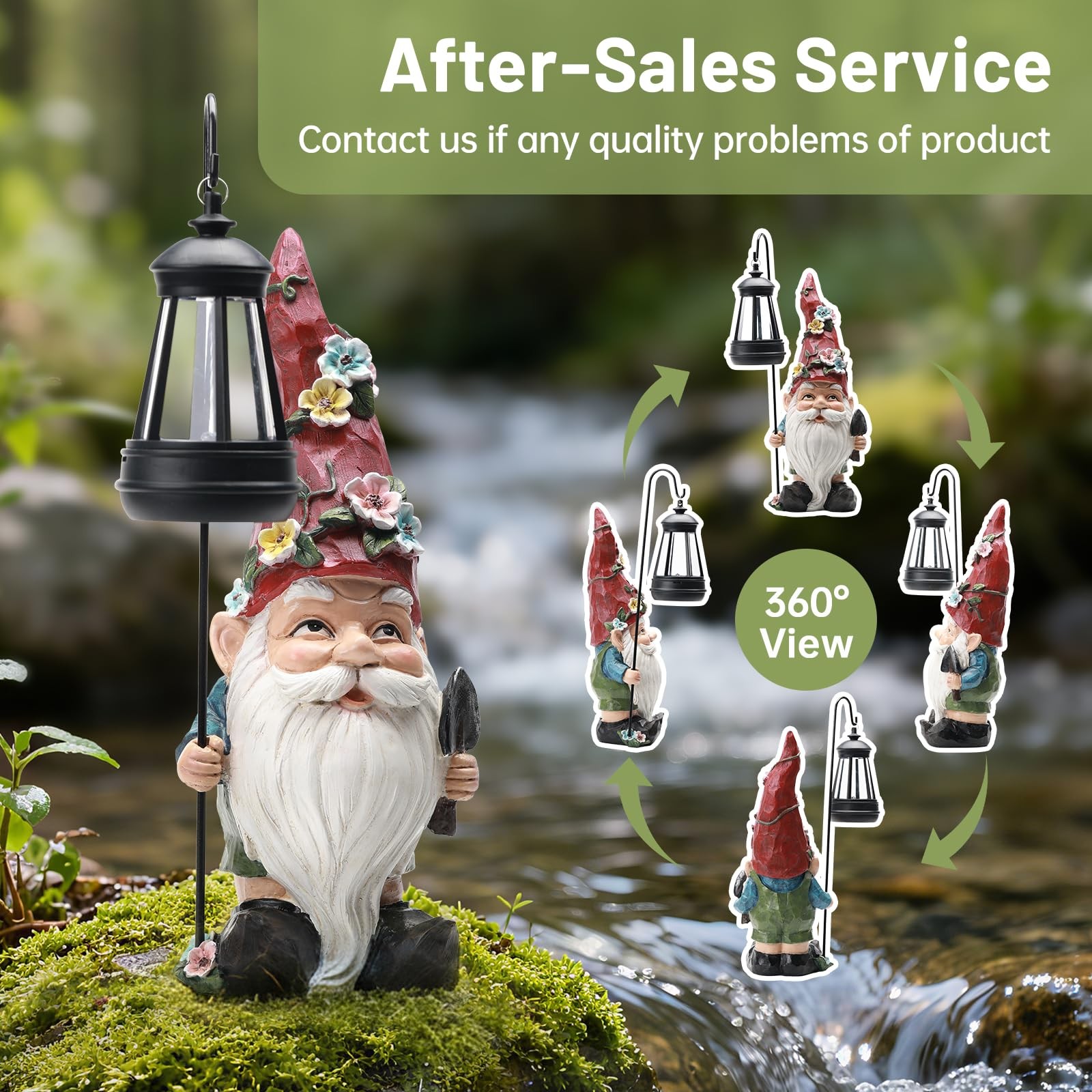 Solar Garden Elf Dwarf Statue - Waterproof Resin Outdoor Courtyard Decoration