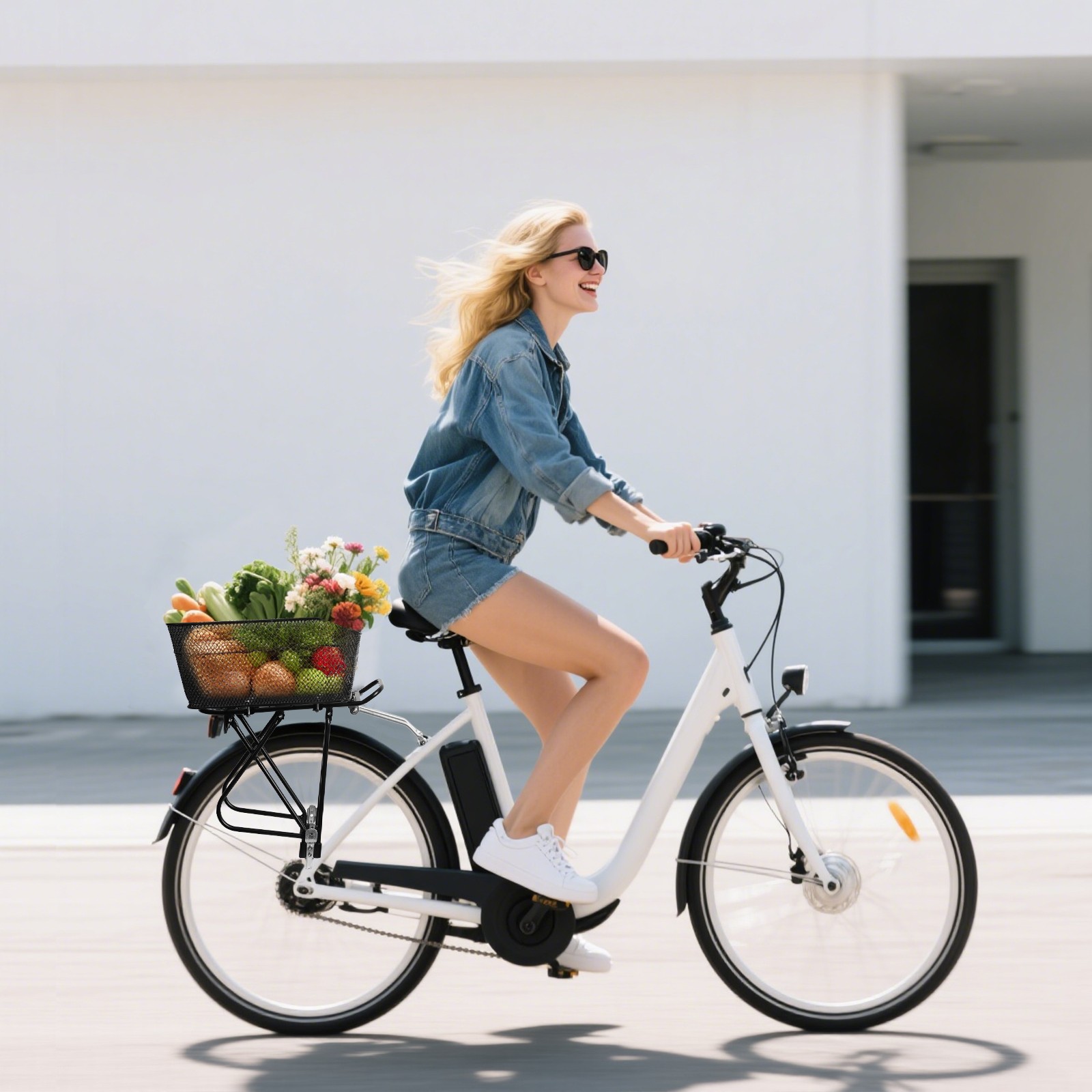 Bicycle Rear Cargo Rack Carrier Bracket Luggage Pannier Cycle Seat w/Rear Basket