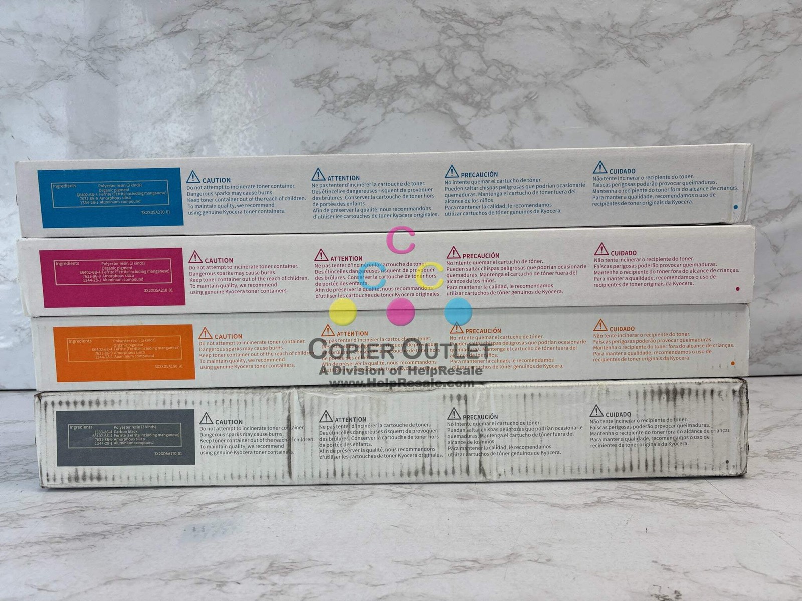 4 Genuine Kyocera TASKalfa 3554ci Cyan, Mag, Yellow & Black Toners TK-8377 CMYK