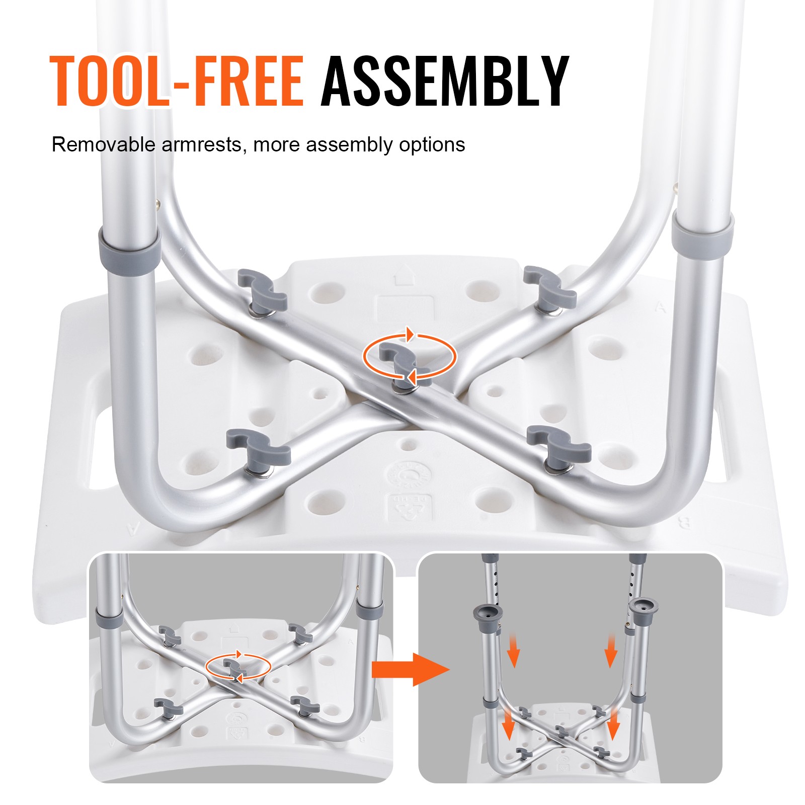 Shower Chair Bath Stool Seat Padded Height Adjustable Bathtub Shower Seat 350lb