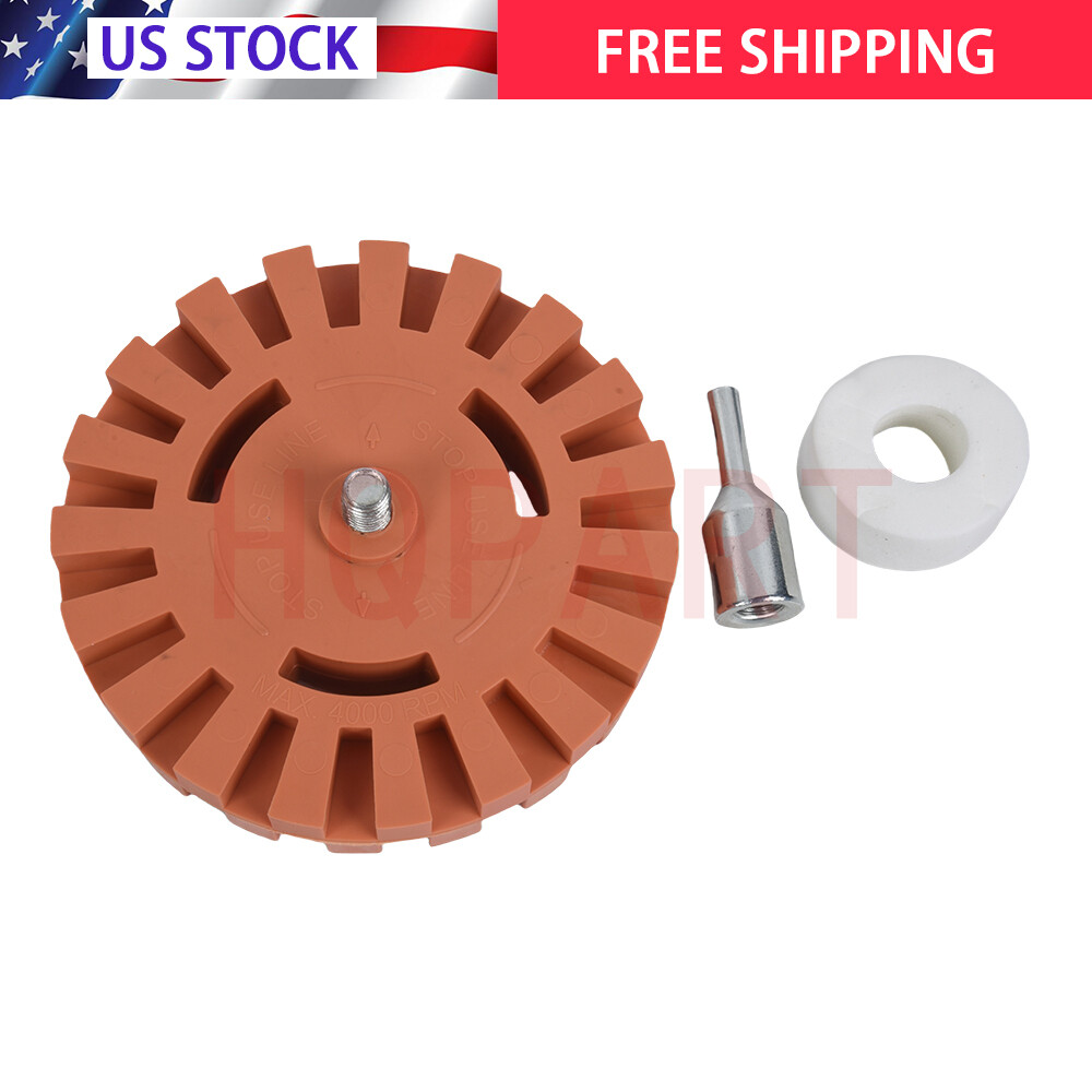 4 inch Decal Removal Eraser Wheel w/ Power Drill Arbor Adapter Rubber Pinstripe