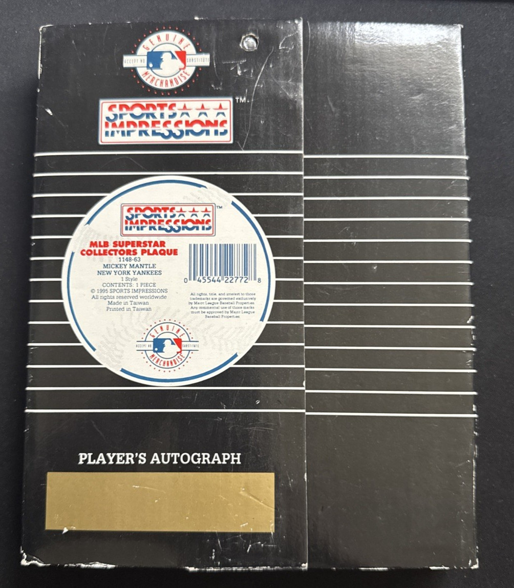Vintage Sports Impressions MLB Superstar Collectors Plaque Mickey Mantle