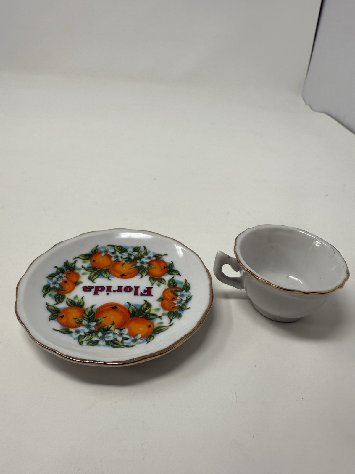 VTG Florida Miniature Cup And Saucer Souvenir Oranges