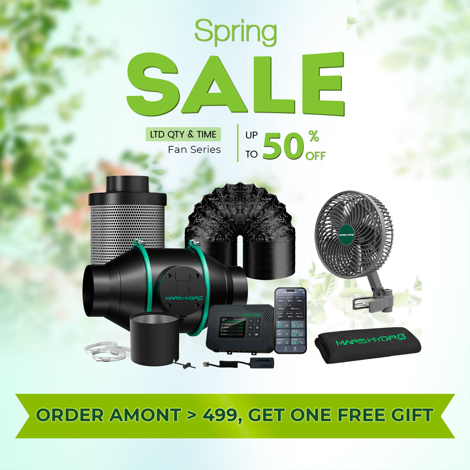 Mars Hydro Inline Fan 4" 6" Ventilation Duct Kit/Carbon Filter for Grow Tent Kit