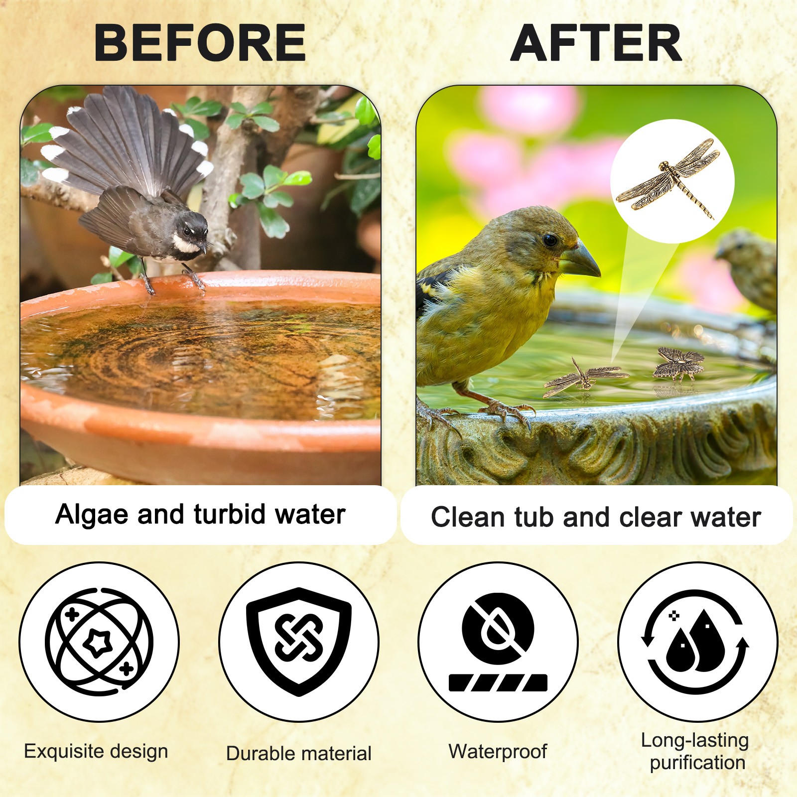 1-Set Bird Bath Copper Disk [Butterfly, Cricket, Dragonfly]