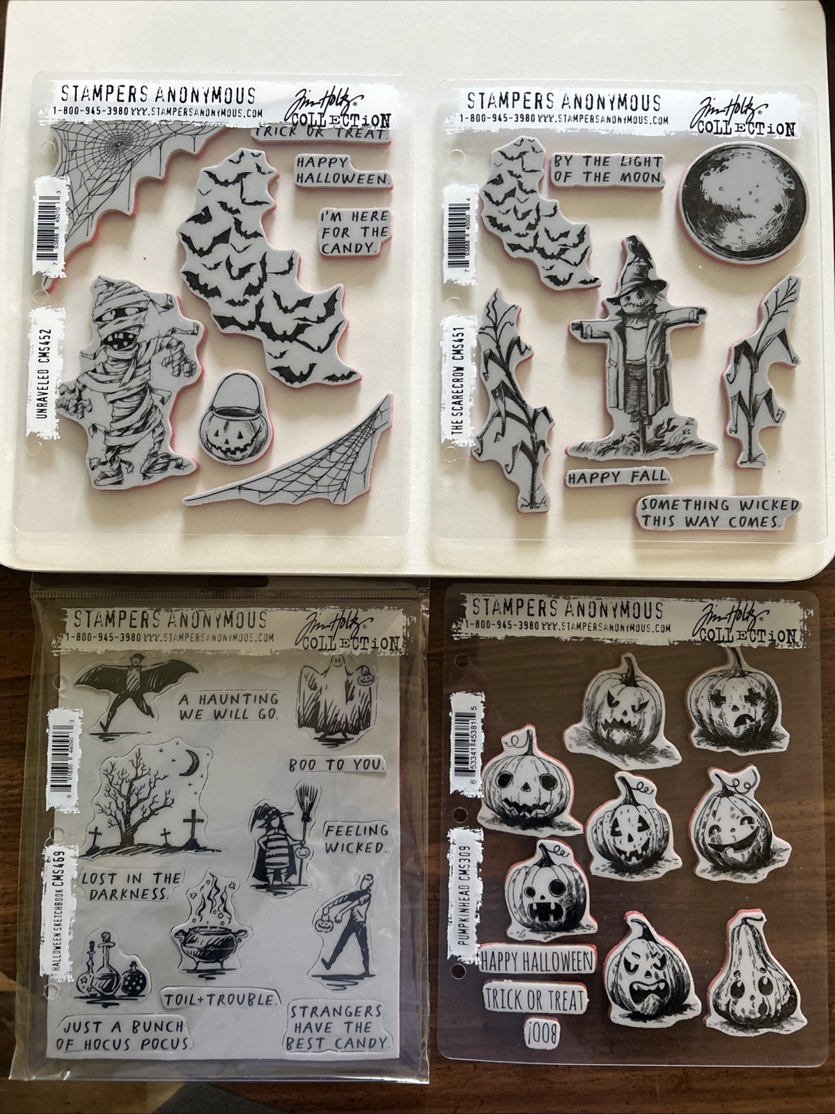 Tim Holtz Stampers Anonymous Pumpkinhead Halloween Scarecrow Unraveled 4 Sets