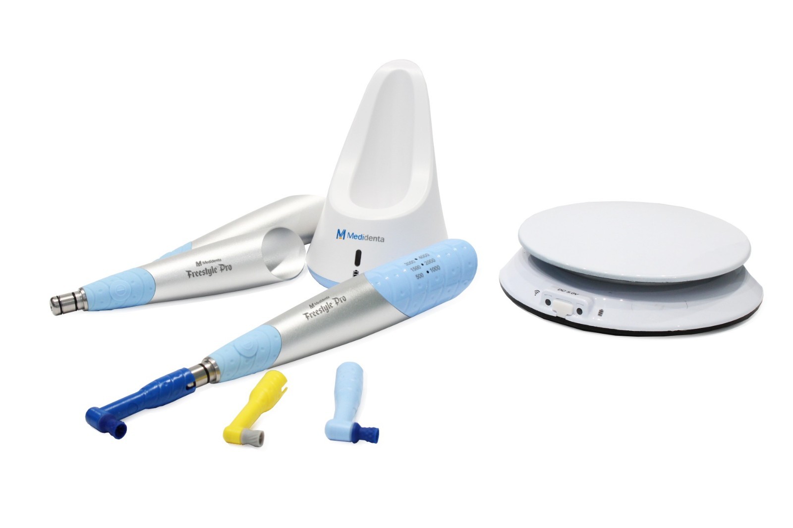 Cordless Hygiene Handpiece. Pedal, 3 sleeves and fits any prophy angles Hygiene+