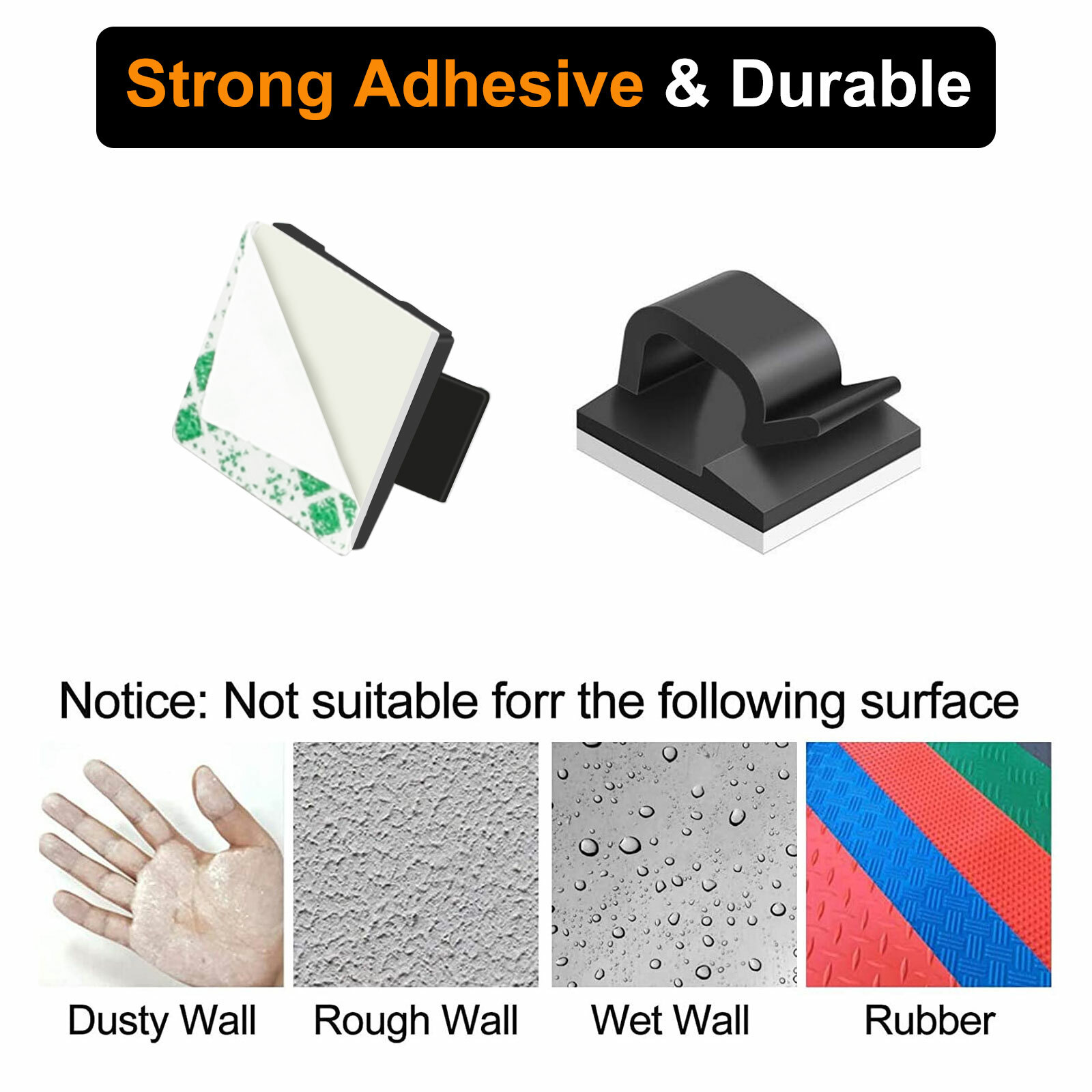 100Pcs Self-Adhesive Cable Clips Cord Stick Organizer Wire Holders Clamps Mounts