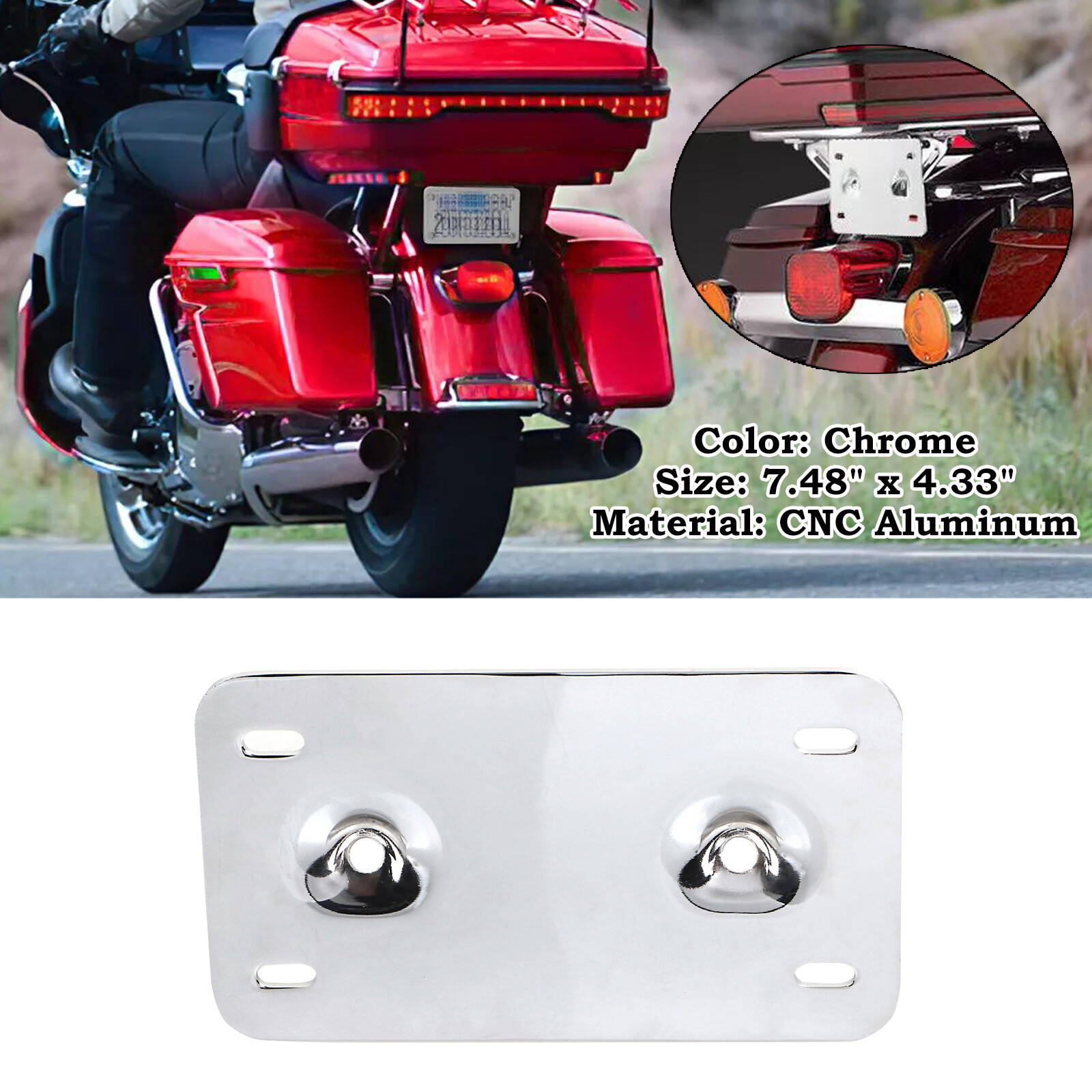 For Harley Touring 99-08 FLHT FLHR FLHX FLTR Laydown Layback License Plate Mount