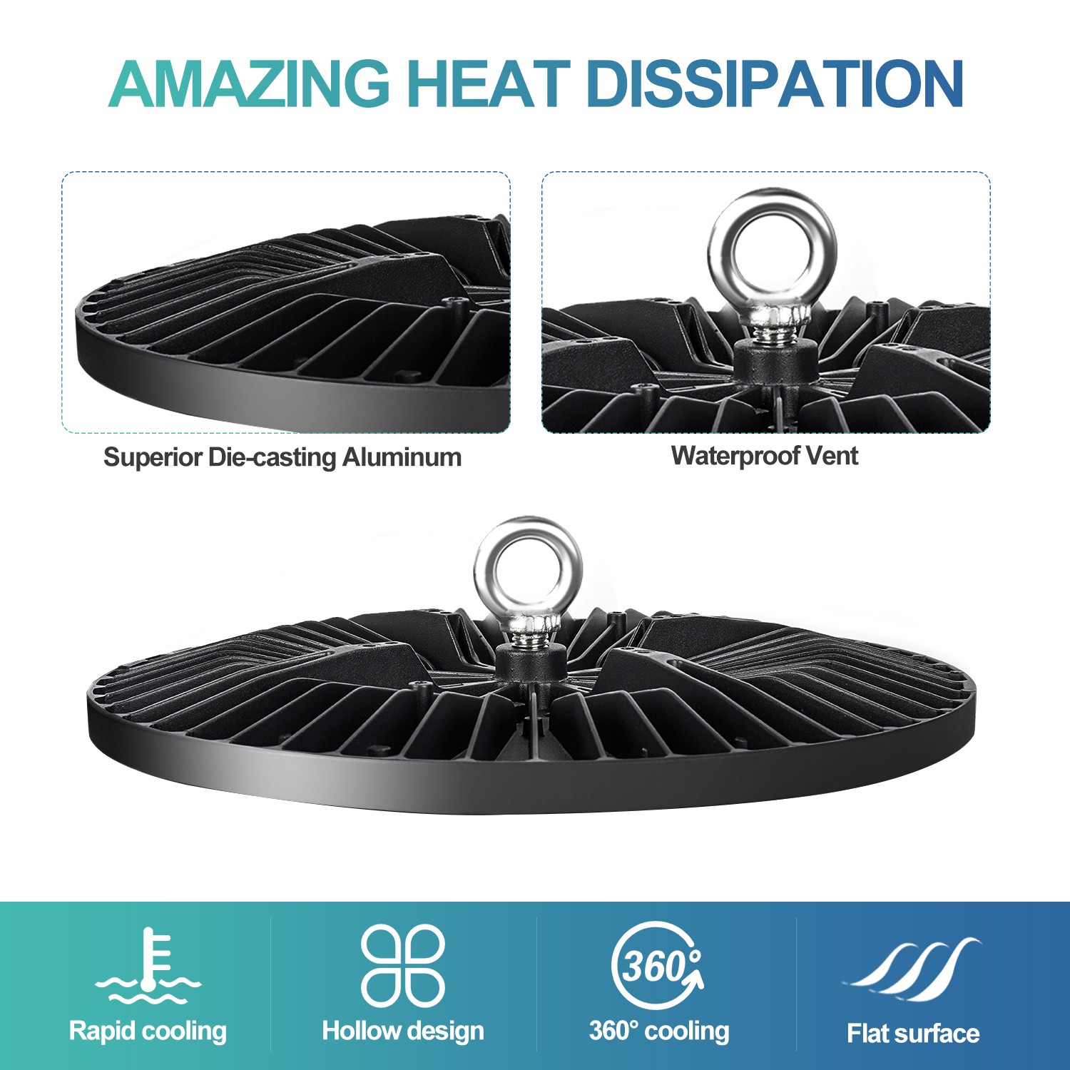 2 Pack 100W UFO Led High Bay Light Industrial Commercial Warehouse Shop Lights