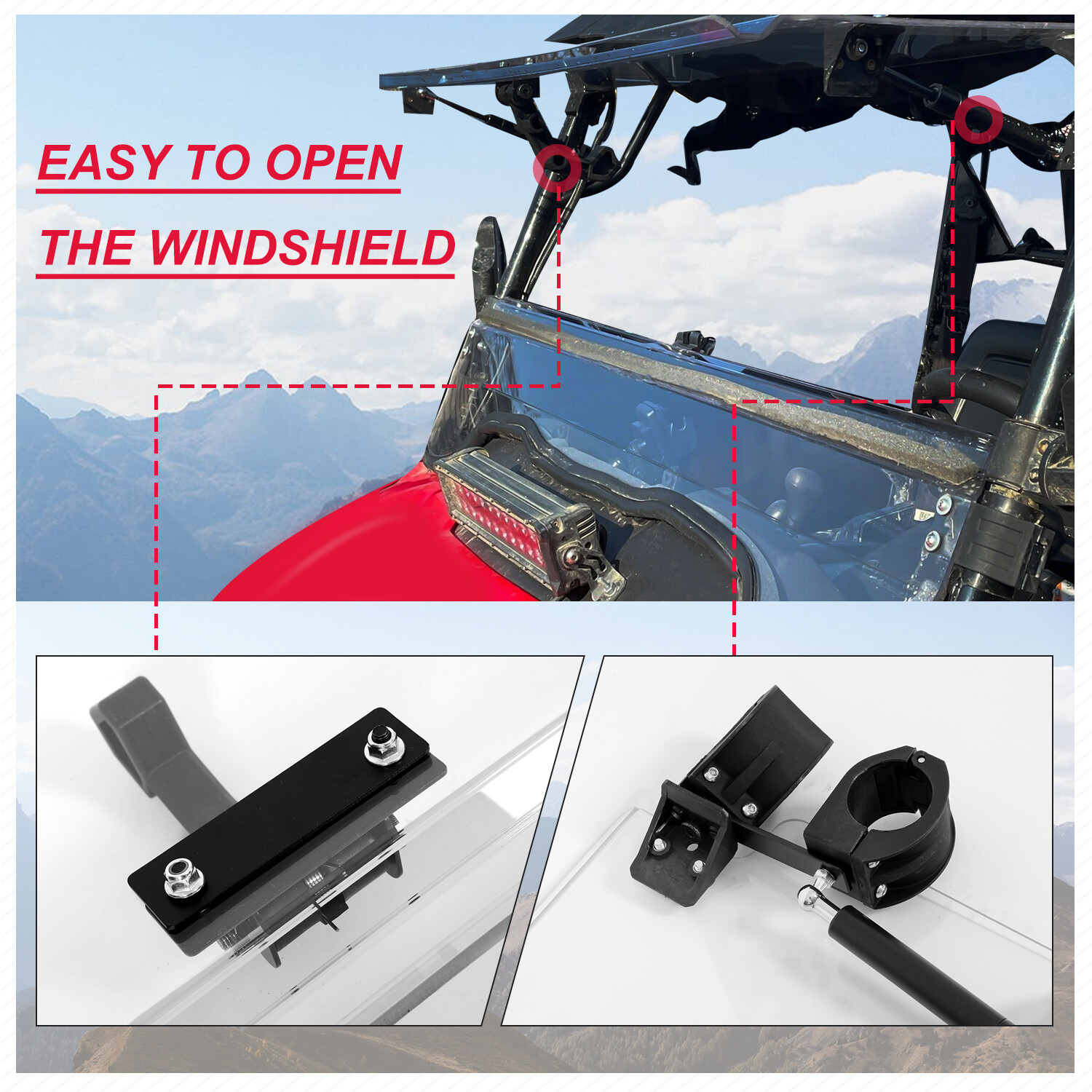 Front Scratch Resistant Flip Windshield Clear For 2014-2024 Honda Pioneer 700 4