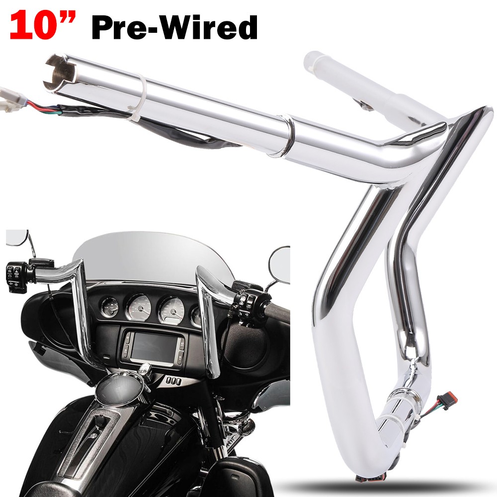 Pre-Wired 10" 12" 14" Meathook Bar Handlebar For Harley Electra Street Glide 14+