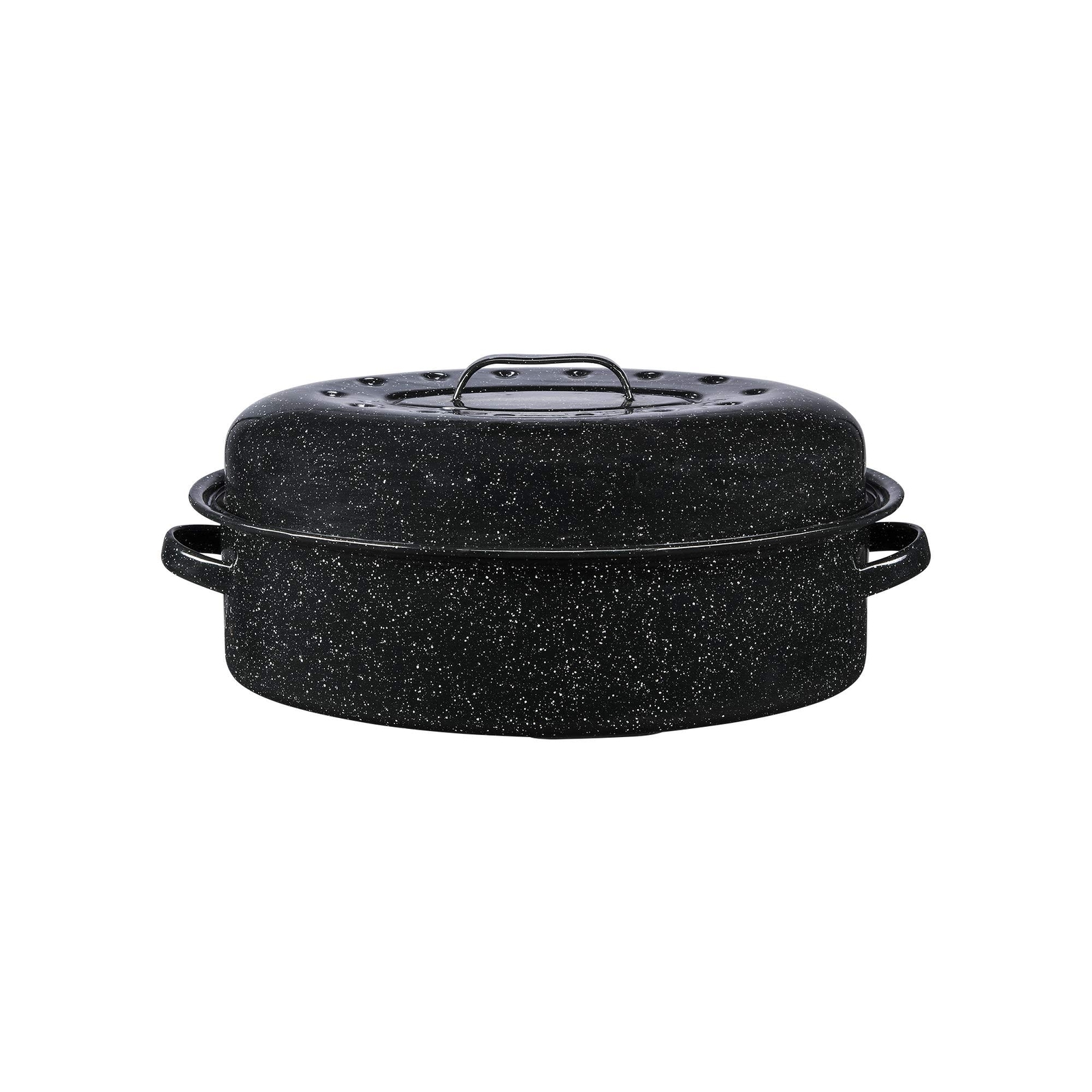 Granite Ware 18" Covered Oval Roaster 15Lb Capacity, Non-Stick - Black