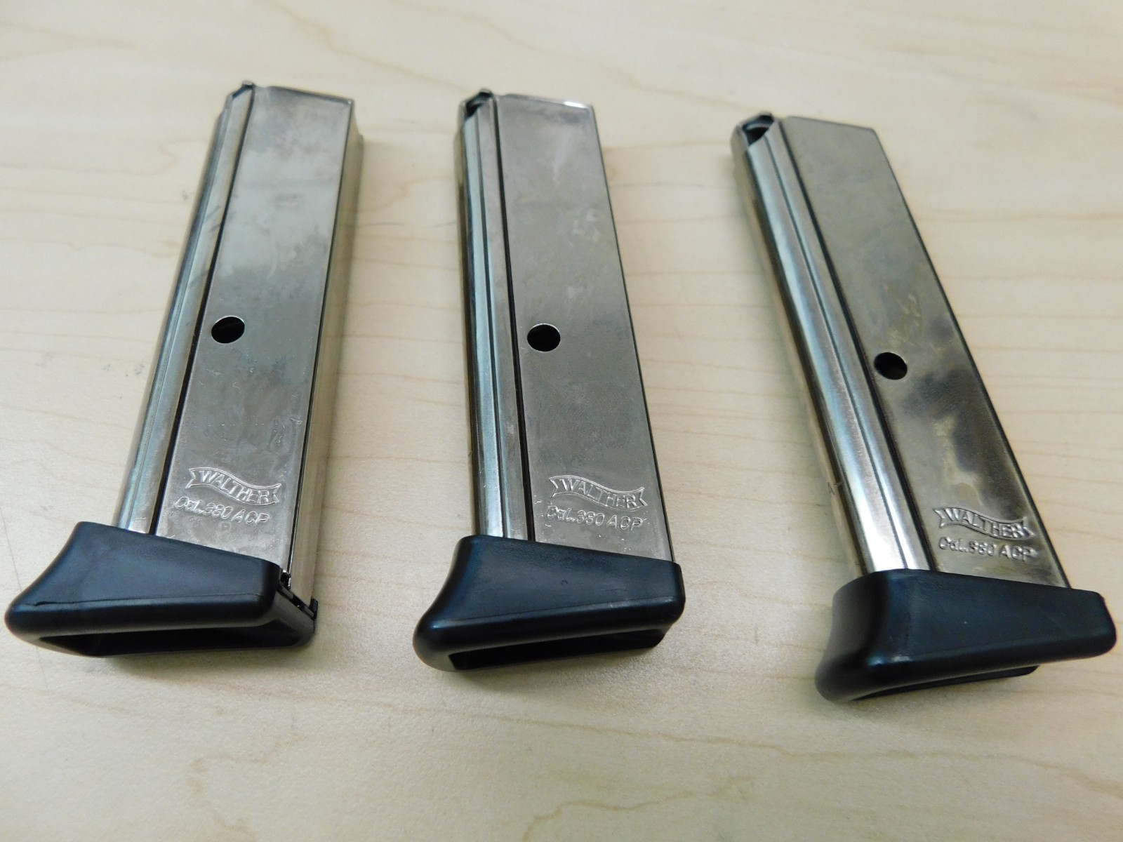 3 NEW - WALTHER PPK/S - PPKS - 7RD 380ACP Factory OEM Nickel Magazines   (W111)