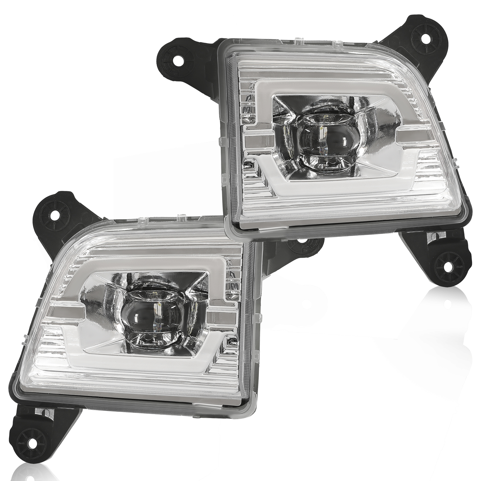 Pair Fog Lights Clear LED DRL w/ Wiring For 2019-2021 2022 Chevy Silverado 1500