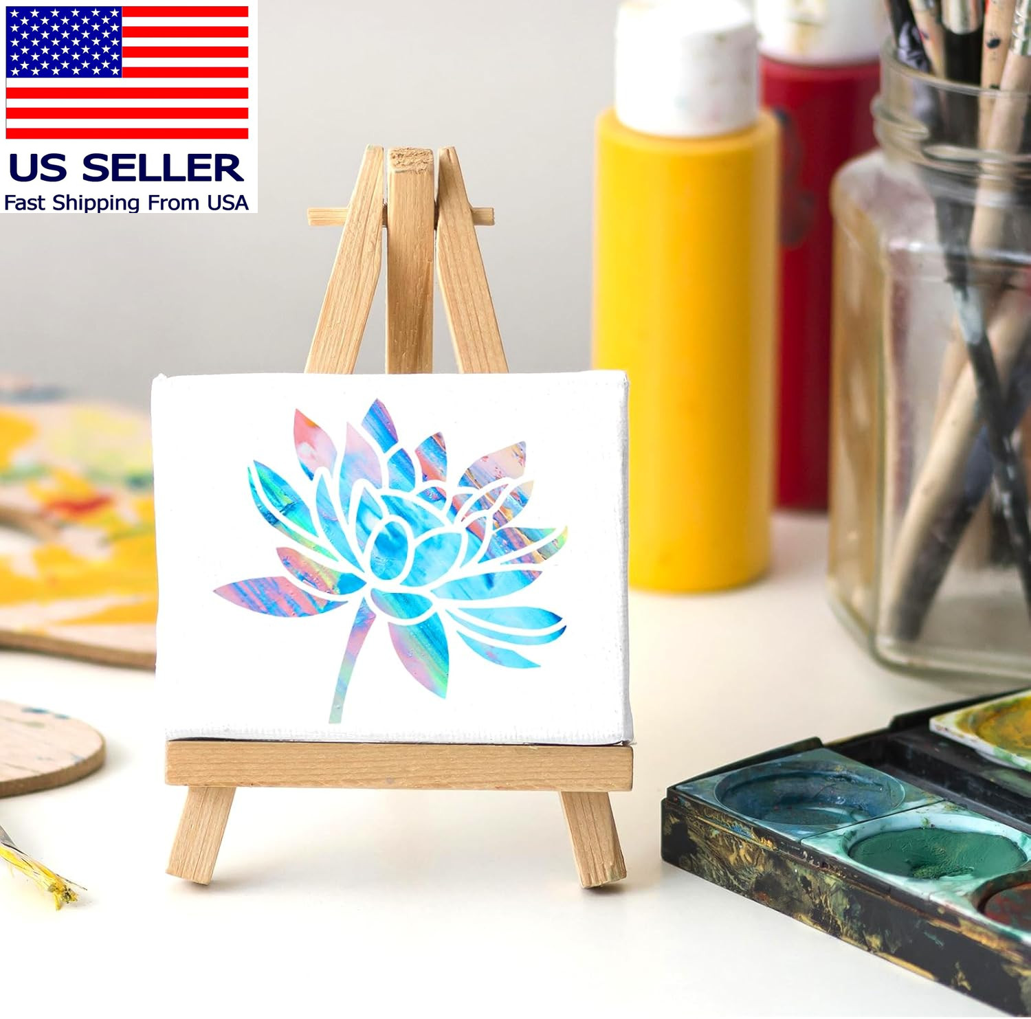 64Pcs Stencils for Painting on Wood, Reusable Stencil Crafts Drawing Templates,