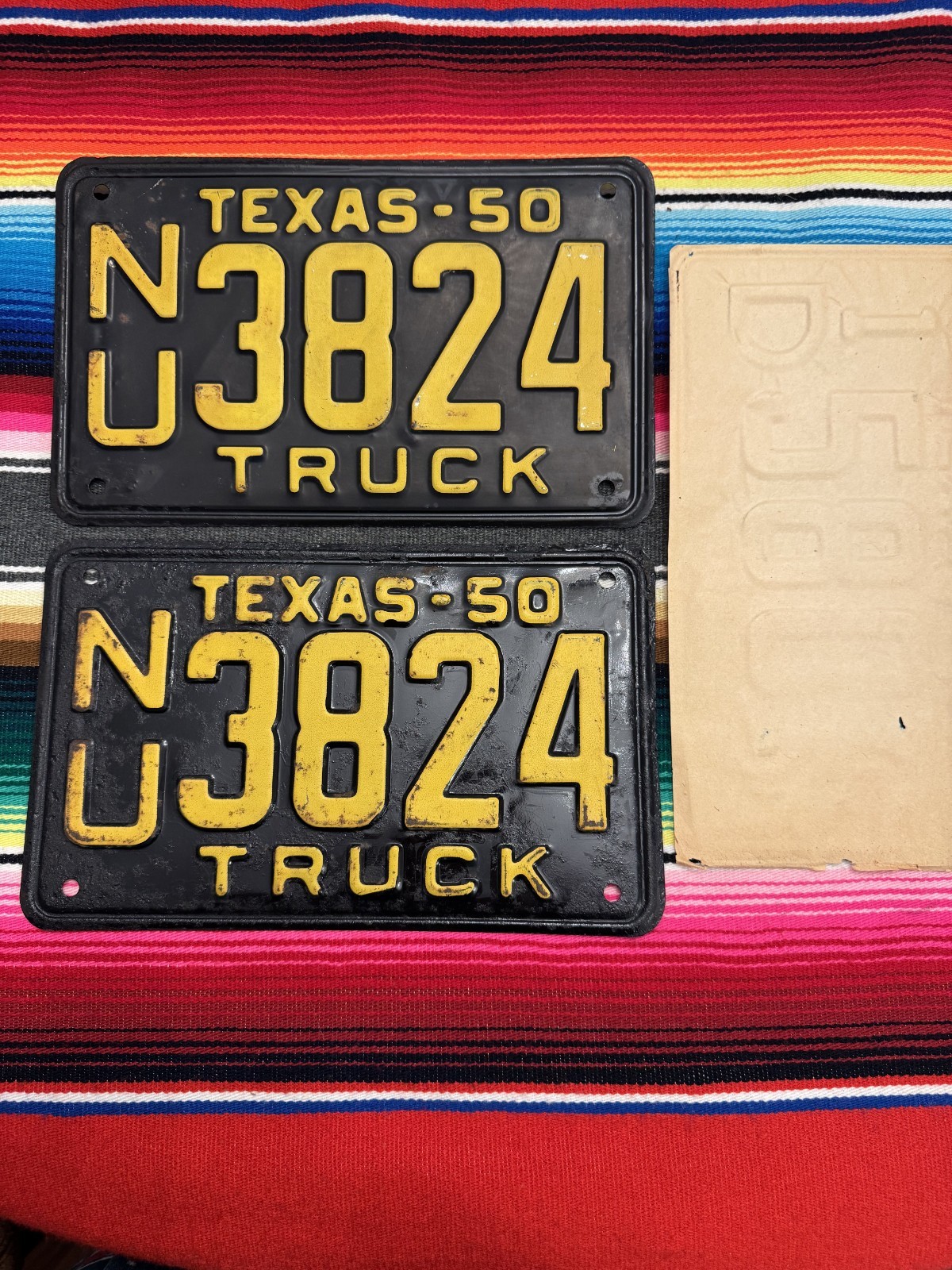1950 TEXAS TRUCK LICENSE PLATES NU3824