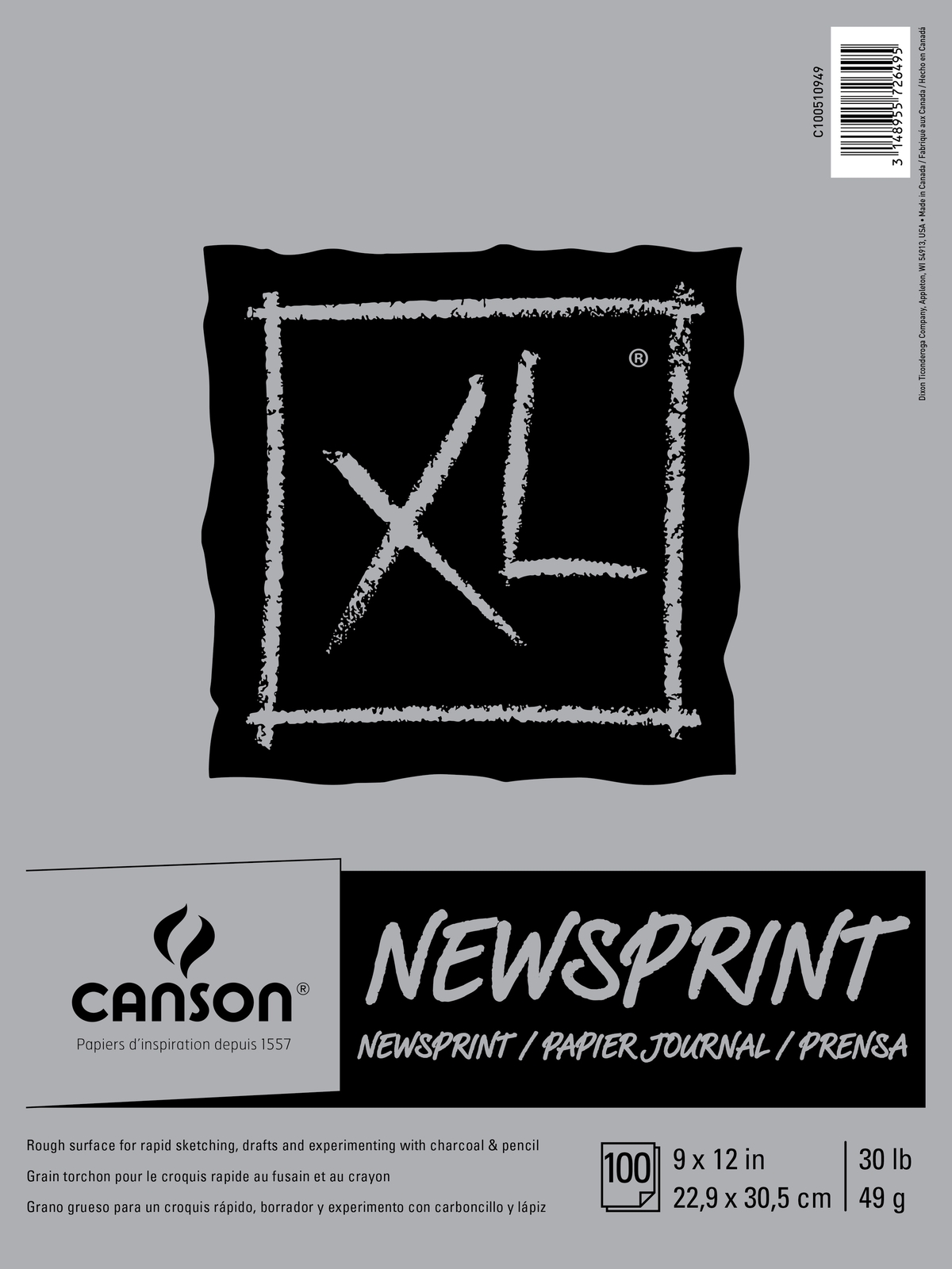 Canson XL Rough Newsprint Paper Pad 9"X12"-100 Sheets