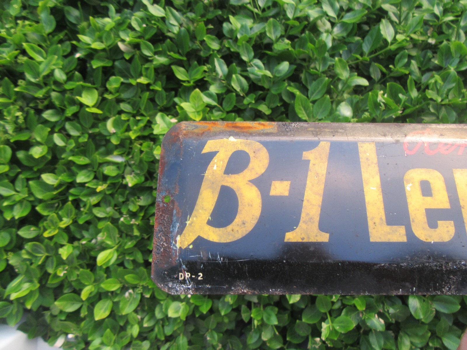 Vintage 1940's B-1 Lemon Lime Soda Tin Metal Door Push (16")