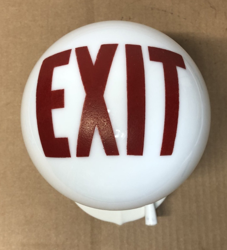 Antique Exit Glass Shade Vtg Wall Sconce Porcelain Light Fixture Art USA #L32