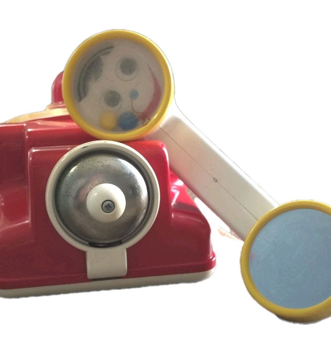 Vintage Toy Telephone Ambi Toys Pull Along Made in Holland Red Rotary Phone