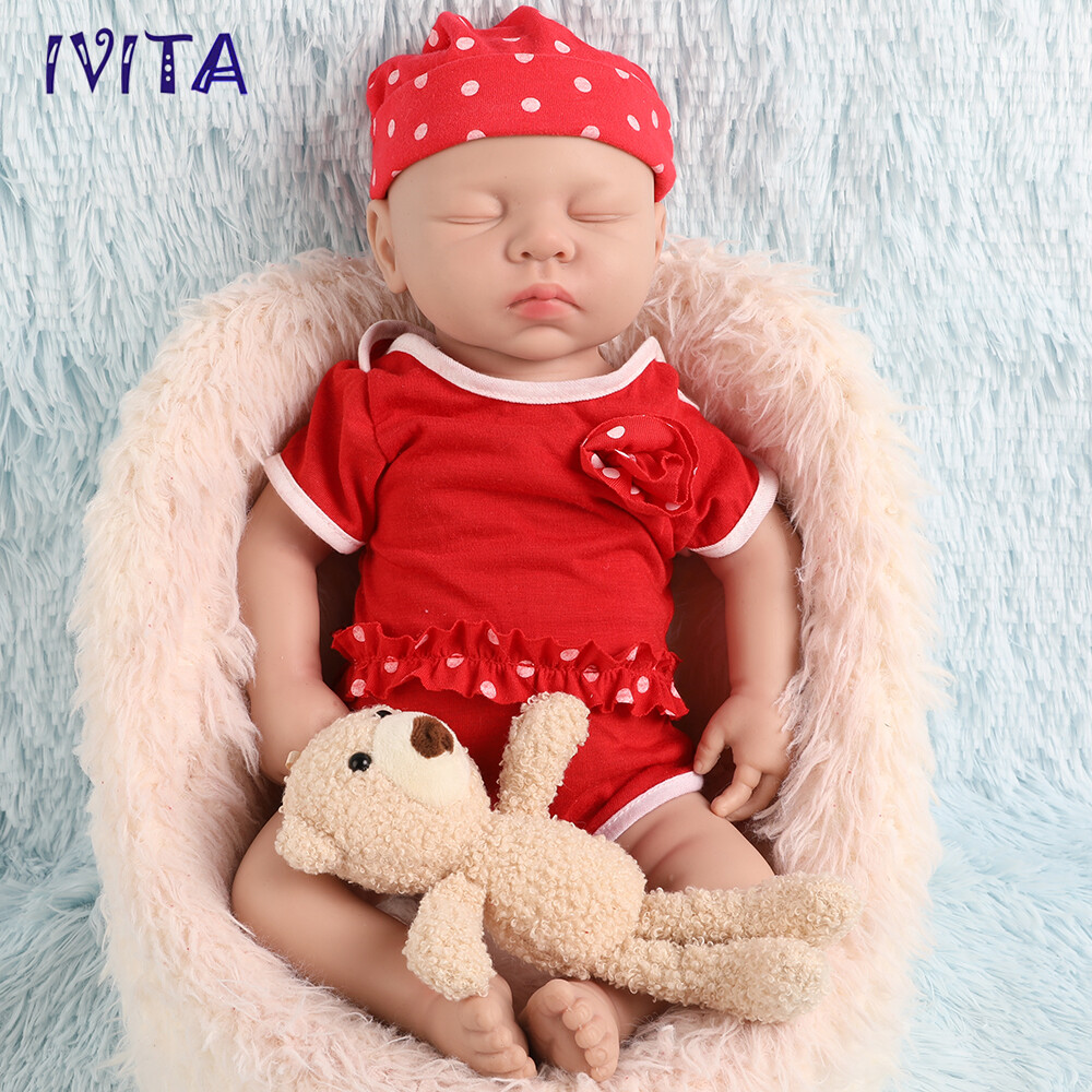 18" 3200g Handmade Sleeping Baby Newborn Girl Lifelike Silicone Reborn Doll Toys