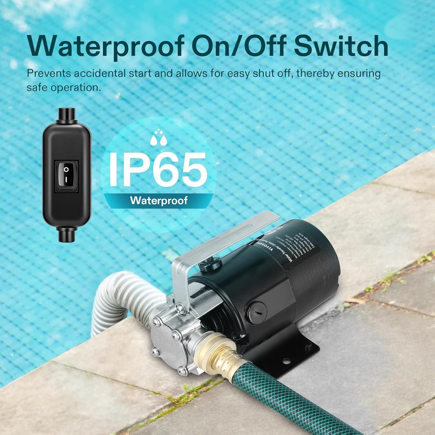 VIVOSUN 330GPH 115V Water Transfer Removal Utility Pump w/ ON/OFF Switch & Hose