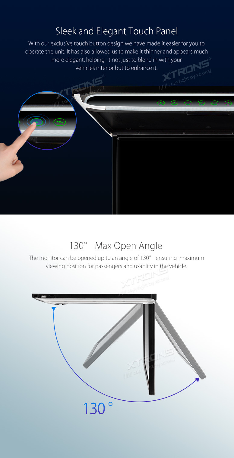 17.3" Car TV Roof Flip Down Monitor HDMI USB 1080P Video Player +2x Headphones