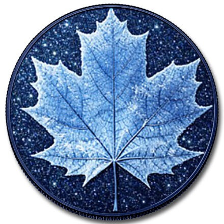 2026 Winter Maple 1 oz Colorized Dual Sided Diamond Dust 999 Copper Round in Box