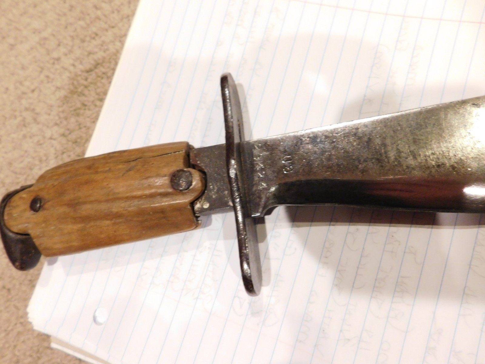 WWI U.S. Army Bolo Knife M-1910 Marked SA Springfield Armory US 1913