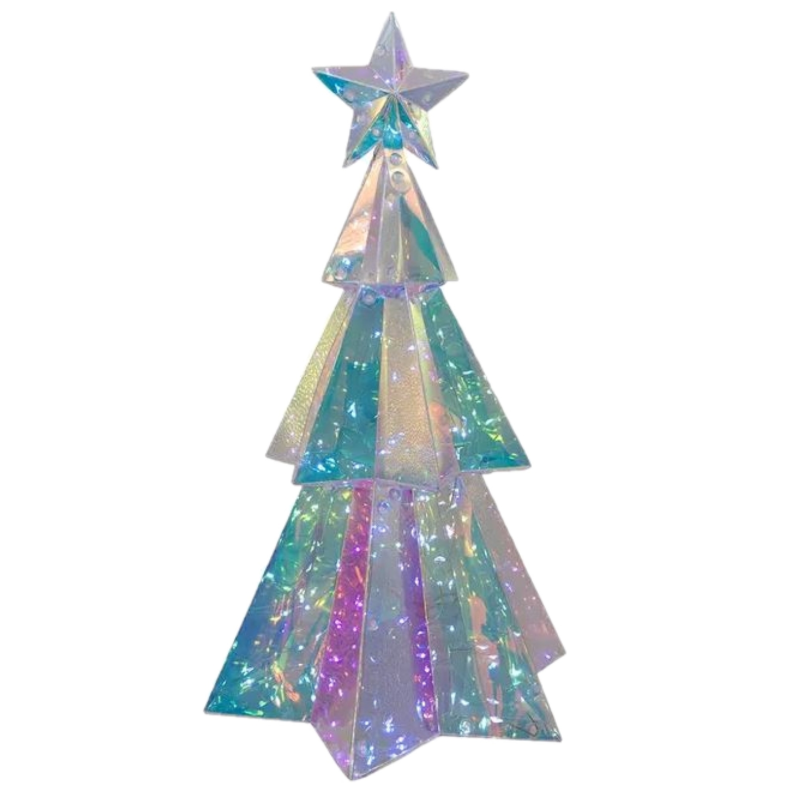 Kurt Adler Pre-Lit Cool White LED Holographic Iridescent Christmas Tree, 15"