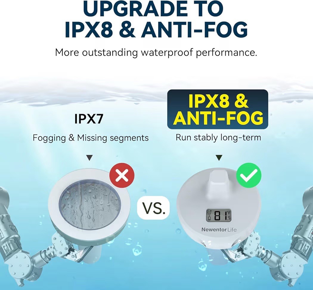 Wireless Pool Thermometer Floating Easy Read, High Precision Outdoor Pool Thermo