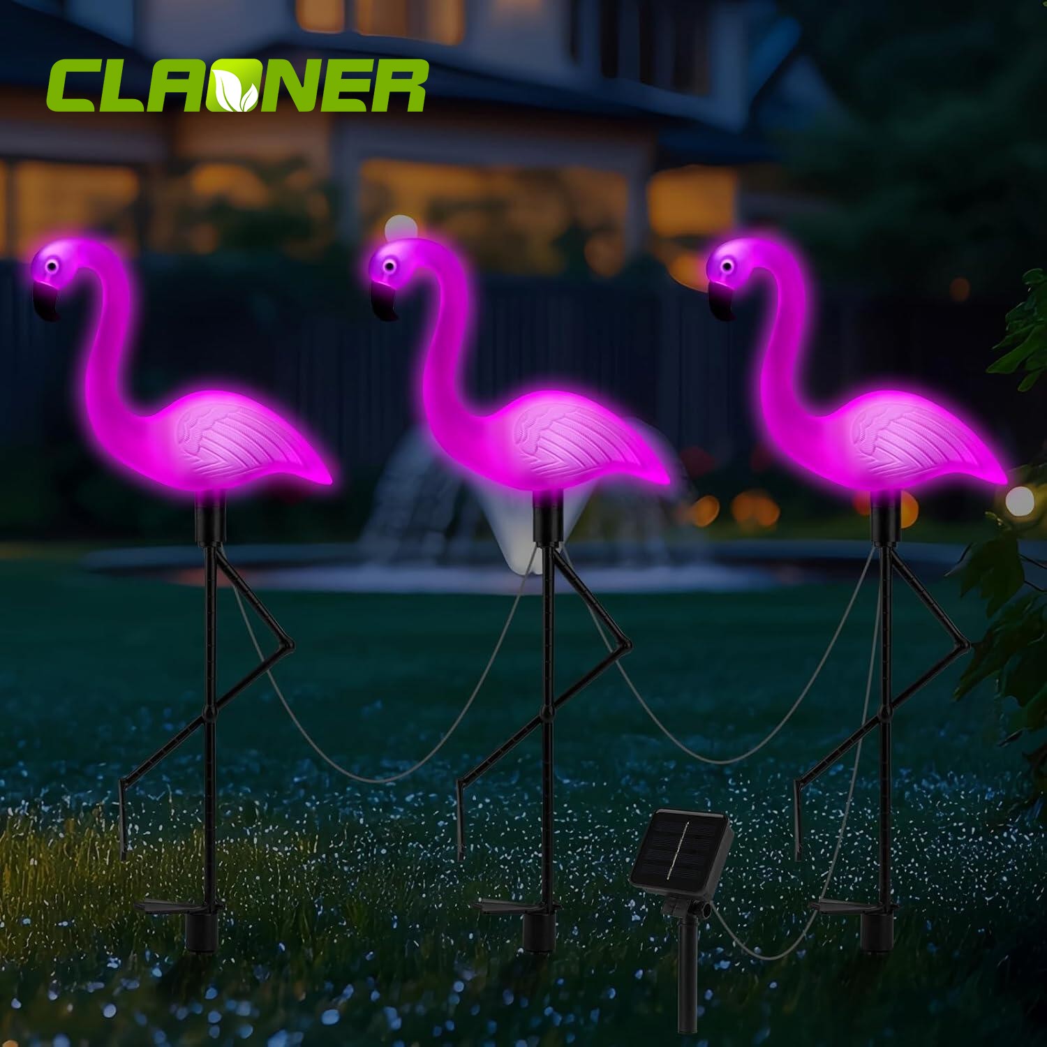 3pcs Flamingo Solar Lights Outdoor Pink Stake Light Garden Lights Stick Lights ﻿