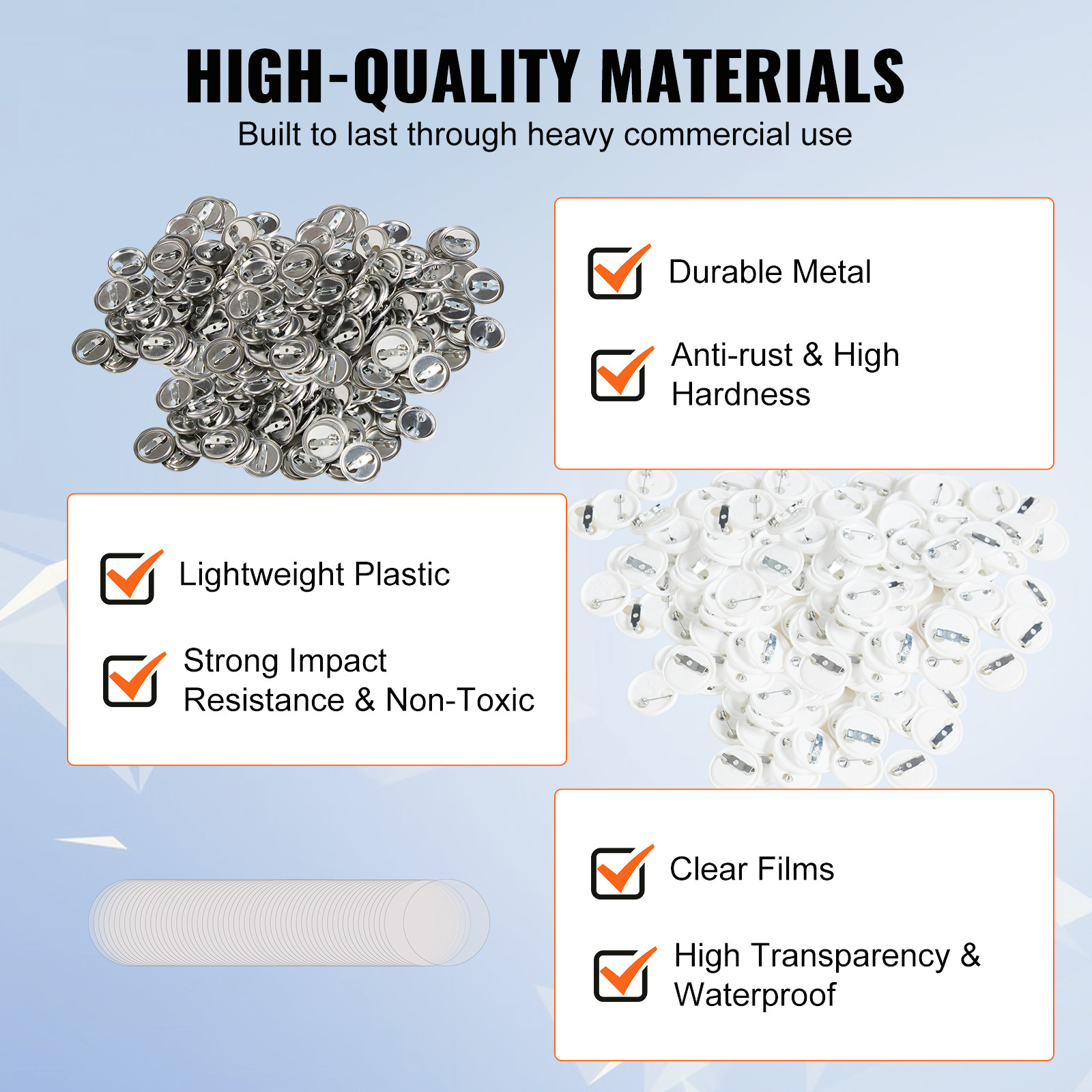 VEVOR 1" 25mm Button Badge Parts Supplies 500 Sets Maker Machine NOT Included