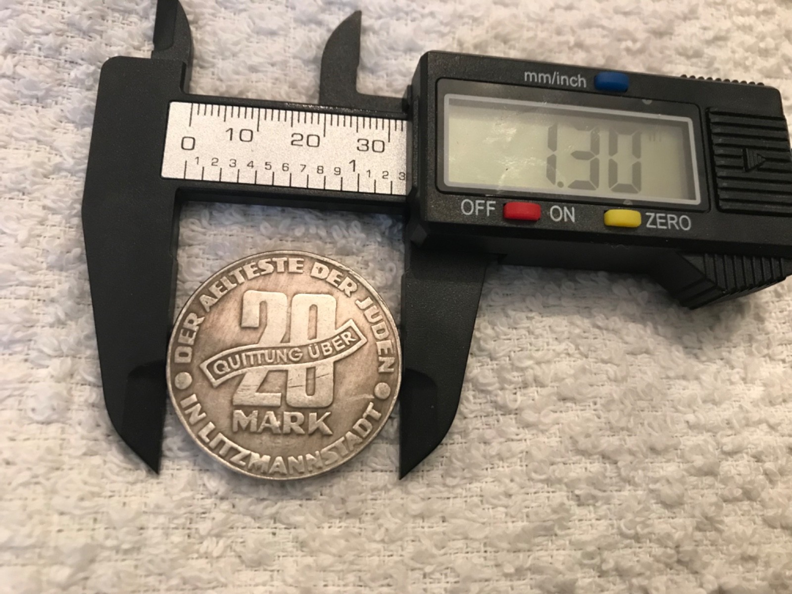 1943 20 Mark money Jewish German Polish Łódź Poland WWII COMMEMORATIVE COIN