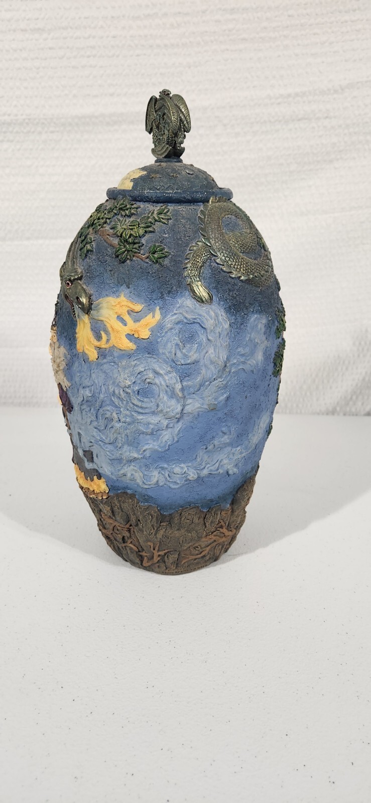 Vintage Dungeons And Dragons Wizard Dragon Vase With Lid Fantasy Rare