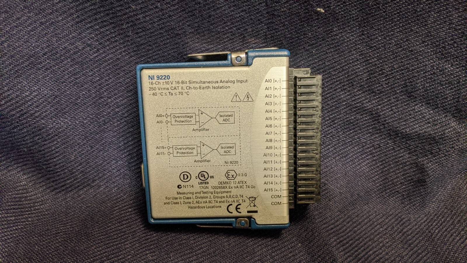 NI 9220 16 AI ±10 V 16 Bit 100 kS/s analog input module CompactDAQ Spring Termin