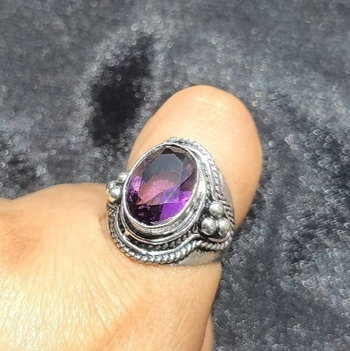 African Amethyst Gemstone 925 Sterling Silver Ethnic Handmade Jewelry Ring Size